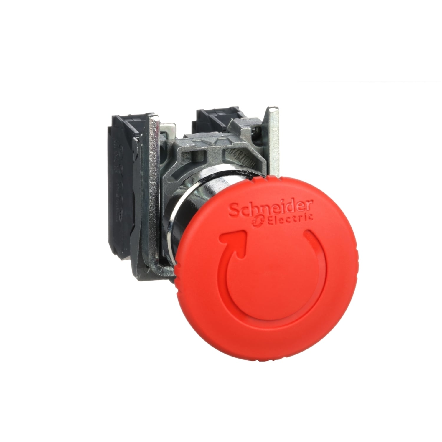 Harmony, emergency stop, latching turn release, red, 40 mm, 1 NC and 1 NO