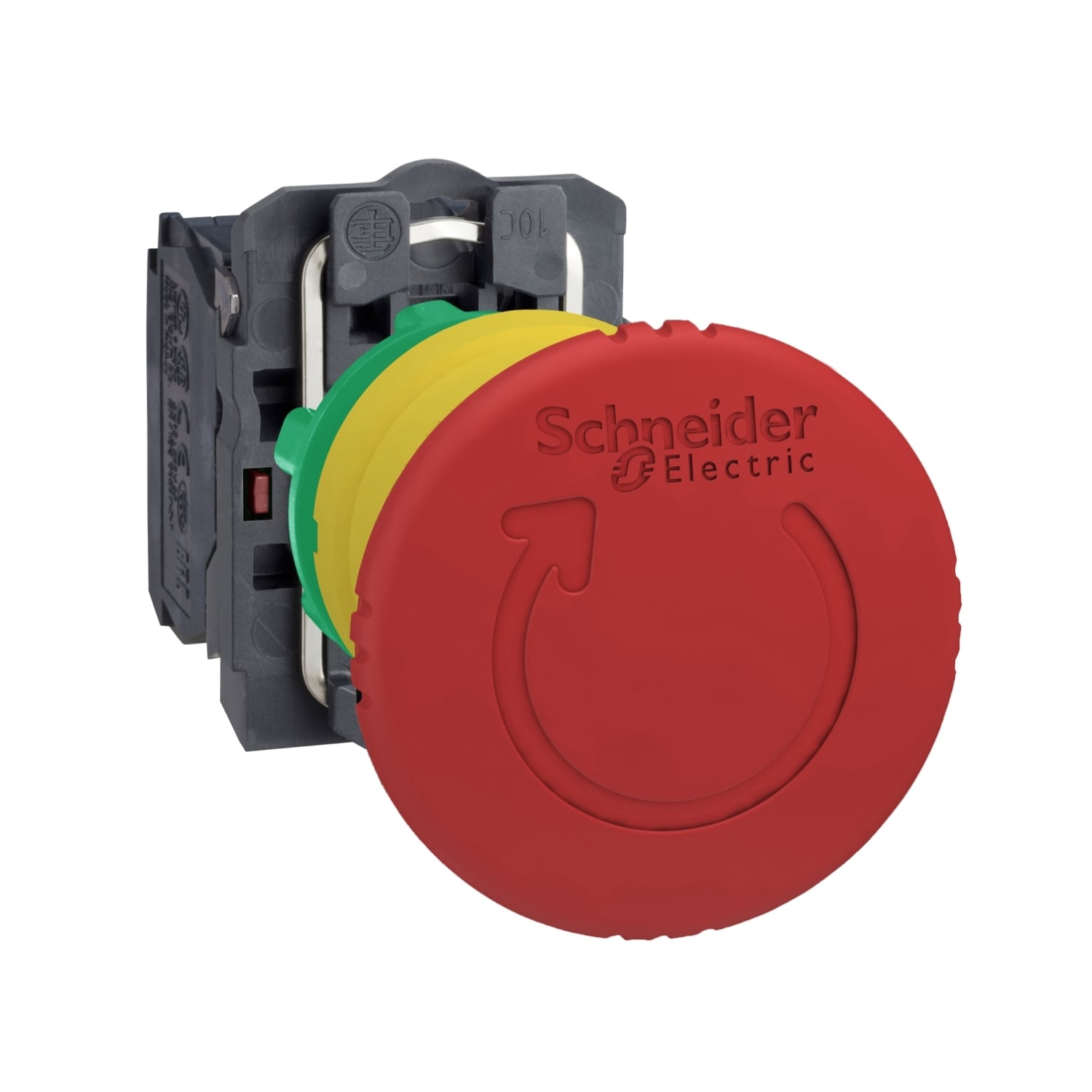 Emergency stop switching off, Harmony XB5, plastic, red mushroom 40mm, 22mm, trigger latching turn to release, 1NO+1NC