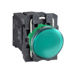 Pilot light, Harmony XB5, XB4, green complete 22 mm plain lens with BA9s bulb 110...120 V