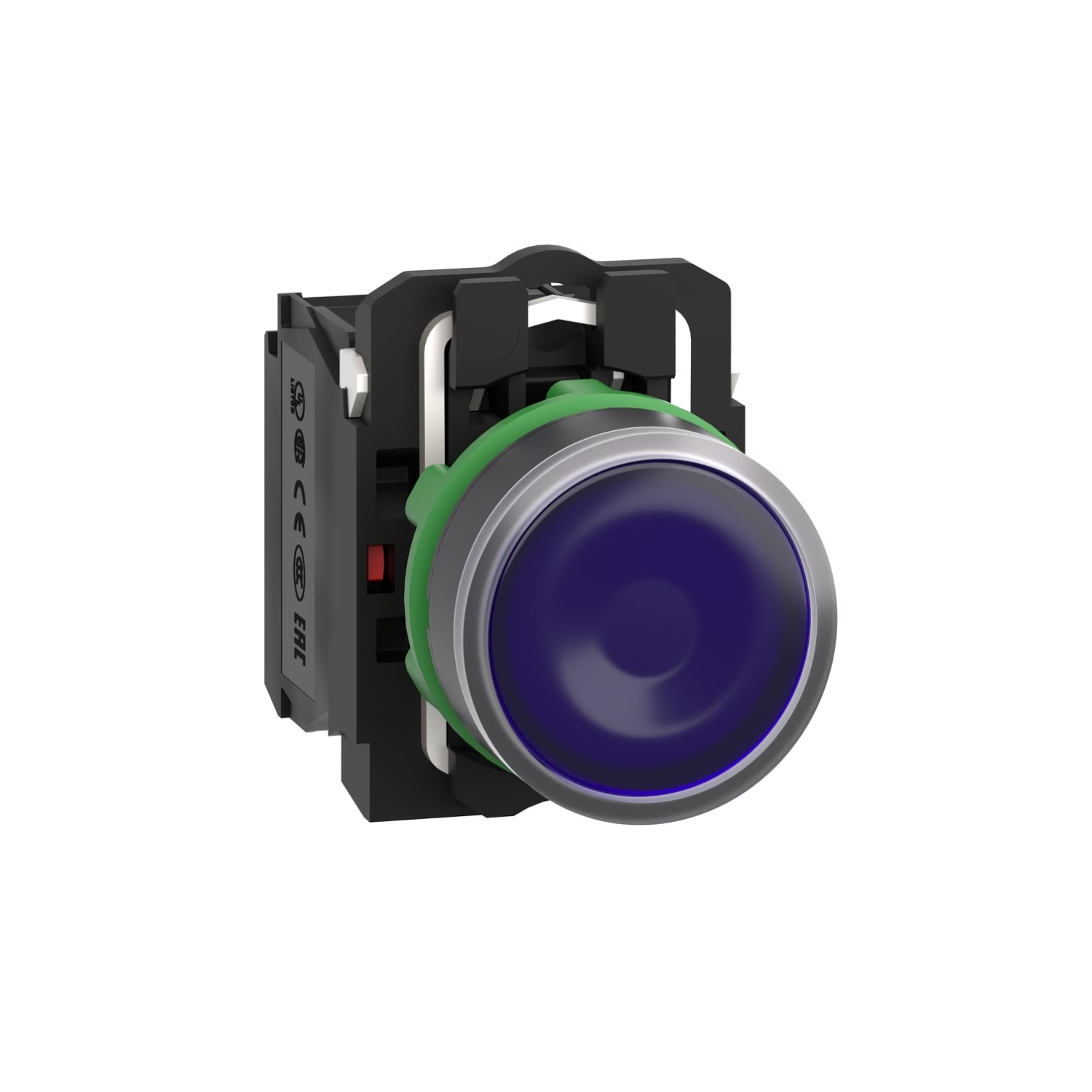 Illuminated push button, Harmony XB5, plastic, blue flush, 22mm, universal LED, plain lens, 1NO + 1NC, 24V AC DC