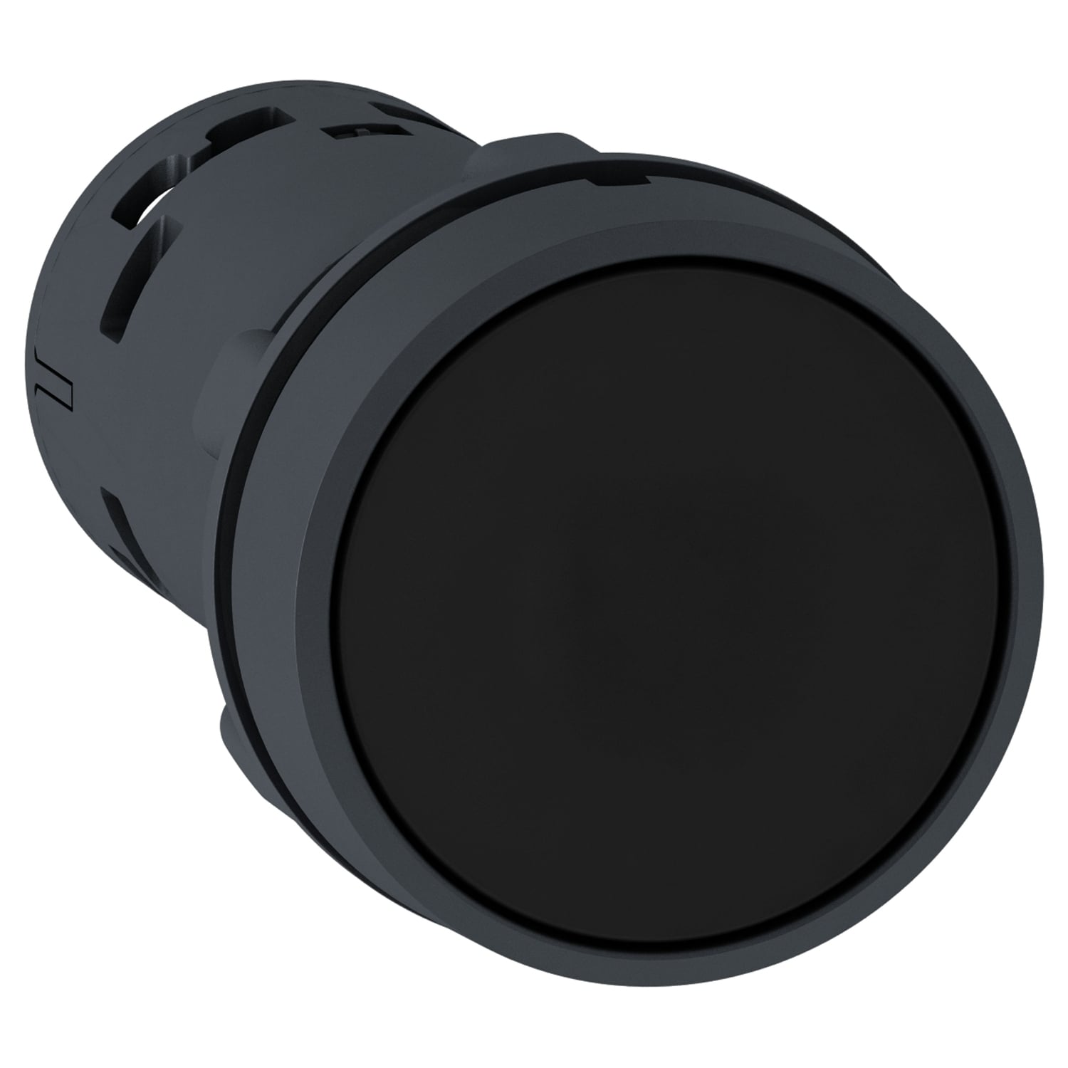 Monolithic push button, Harmony XB7, plastic, black, 22mm, spring return, unmarked, 1NO