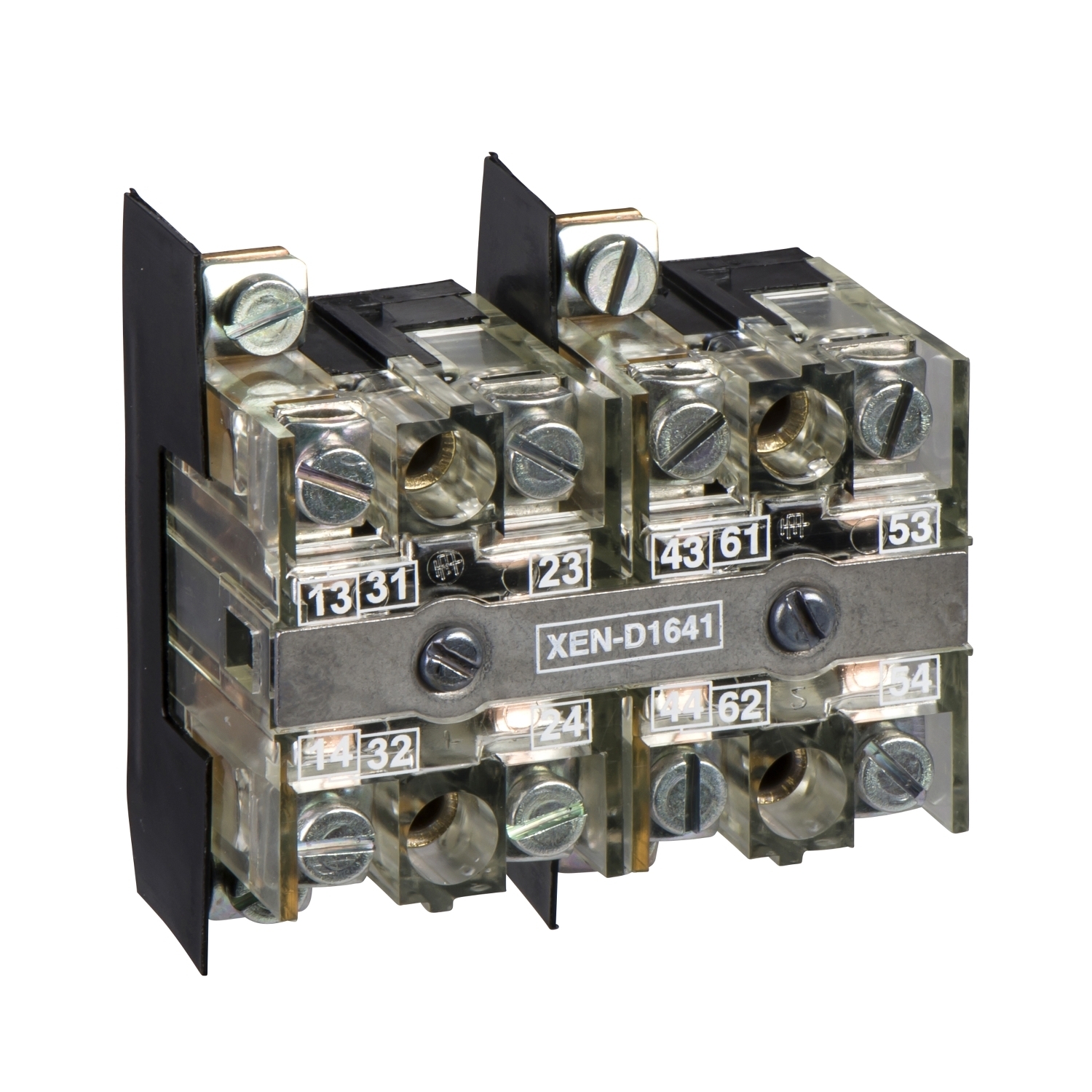 Contact block, Harmony XAC, double contact, 2 spring return, single speed, front mounting, 2NO