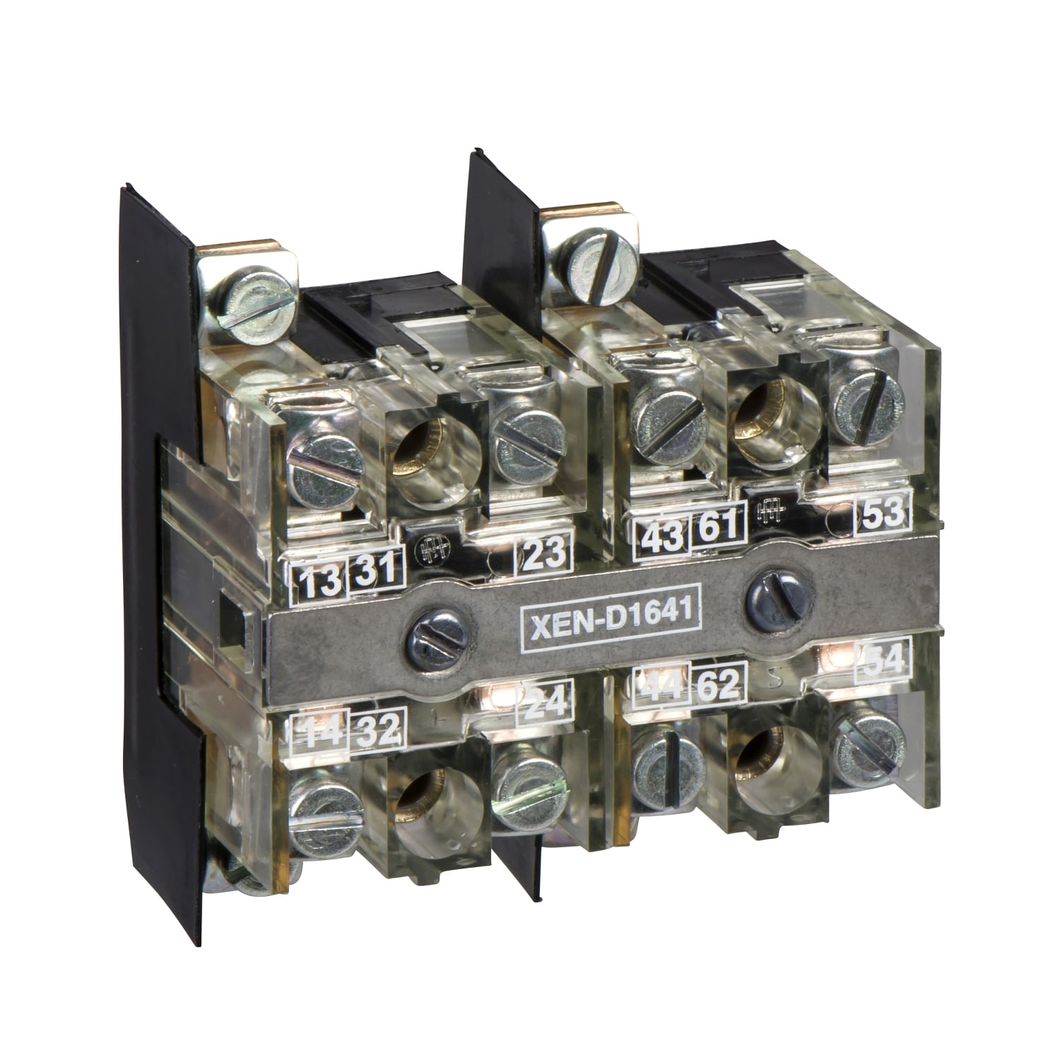 Contact block, Harmony XAC, double contact, 40mm, 2 spring return, 2-speed, front mounting, 1 C/O + 1NO