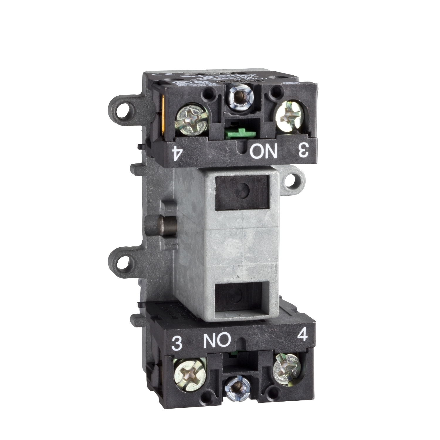 Contact block, Harmony XAC, double contact, latching, single speed, front mounting, 2NO