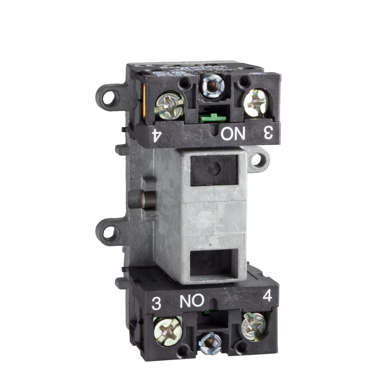 Contact block, Harmony XAC, double contact, latching, single speed, front mounting, 1NO + 1NC