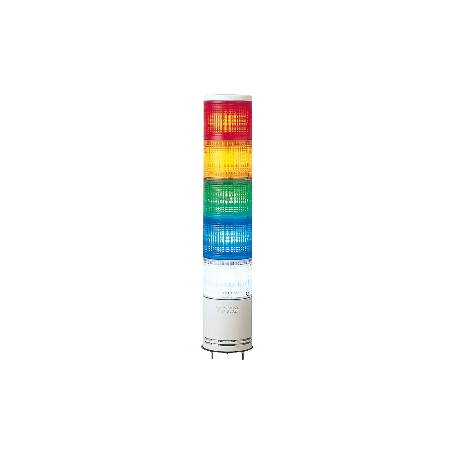 Complete pre wired monolithic tower light, Harmony XVC, plastic, red orange green blue clear, 100mm, base mounting, steady or flashing, 100...240V AC