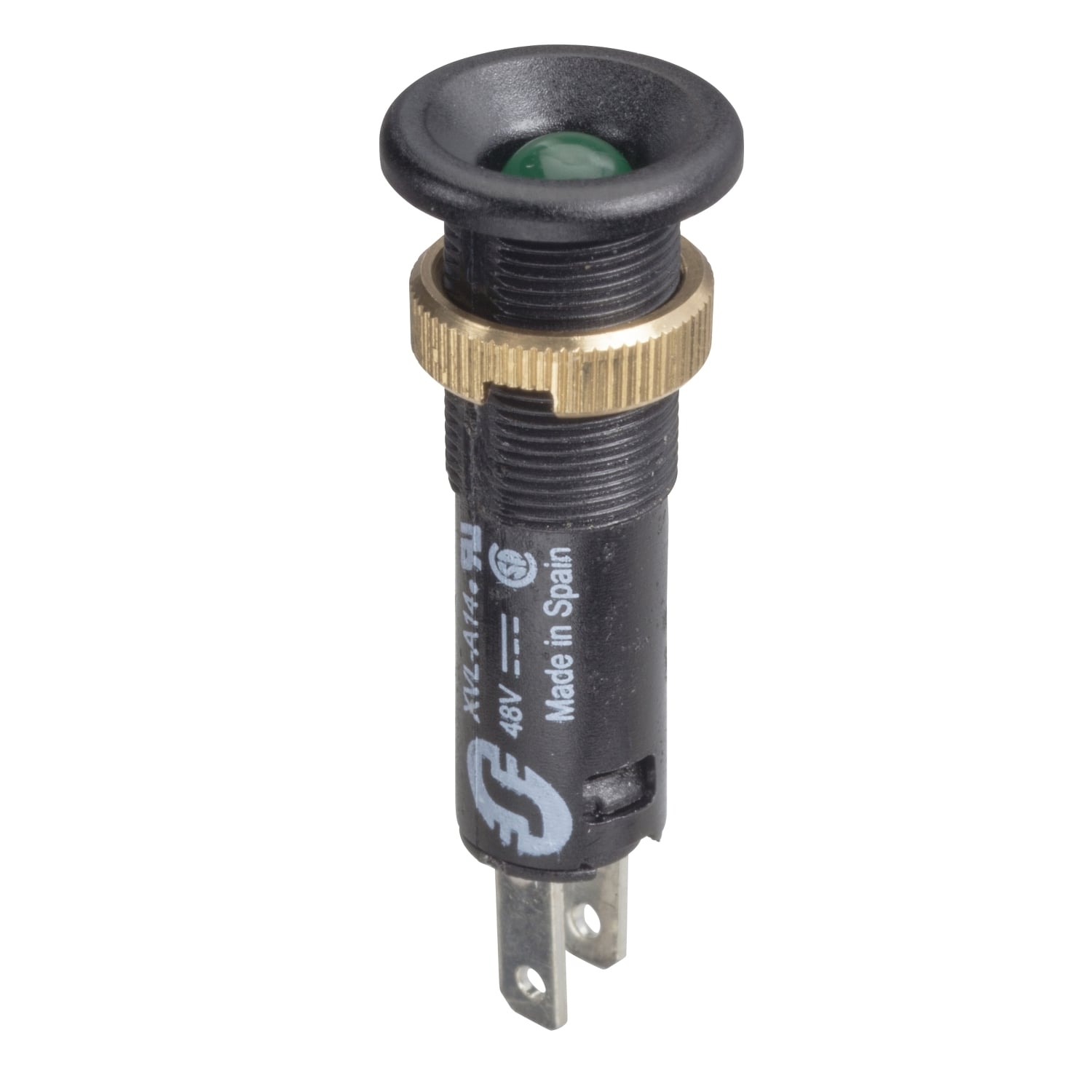 Pilot light, Harmony XVL, plastic, green, 8mm, protruding LED, faston connectors, 24V DC