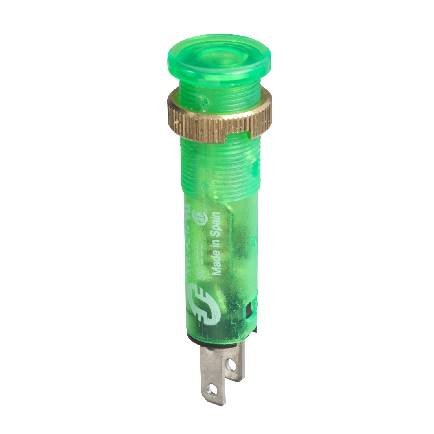 Pilot light, Harmony XVL, plastic, green, 8mm, covered LED, faston connectors, 24V DC