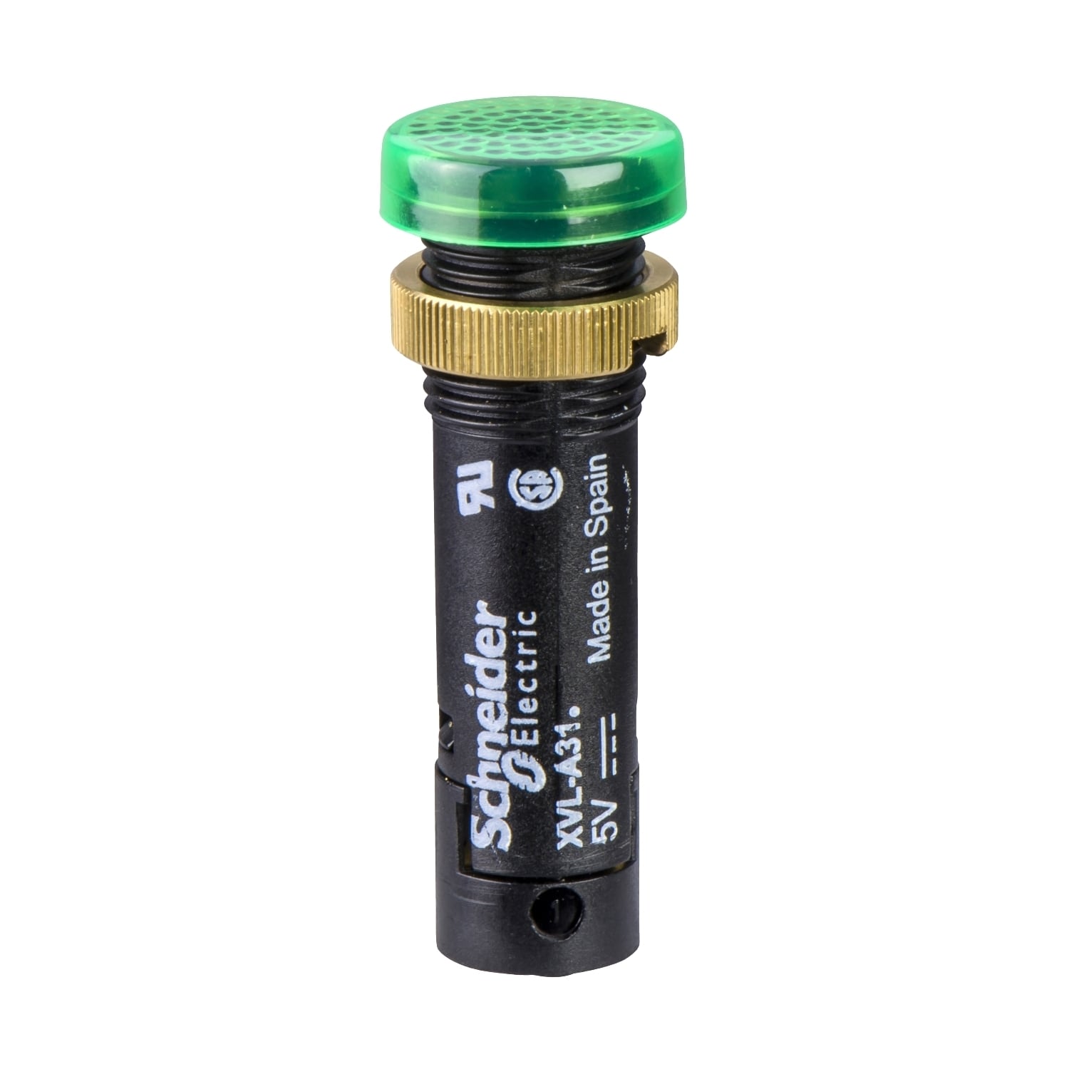 Pilot light, Harmony XVL, plastic, green, 12mm, covered LED, 24V DC