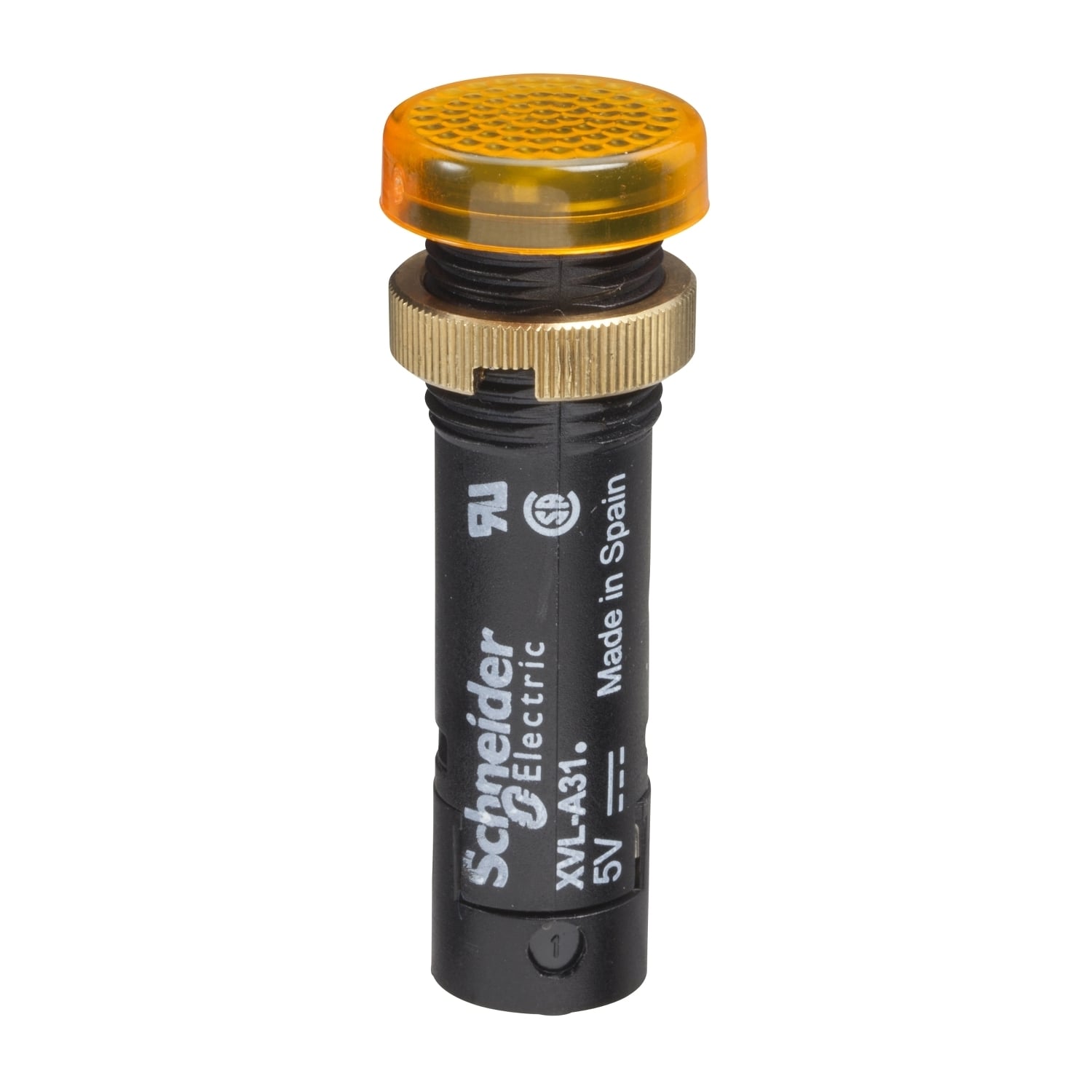 Pilot light, Harmony XVL, plastic, yellow, 12mm, covered LED, 24V DC