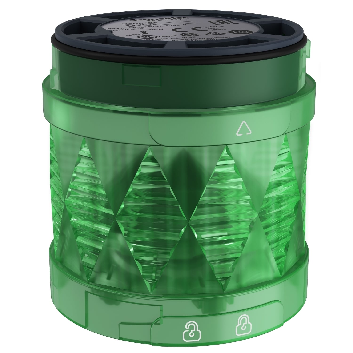 Modular tower light, Harmony XVU, illuminated LED units, green, 60mm, steady, IP65, 24V AC DC