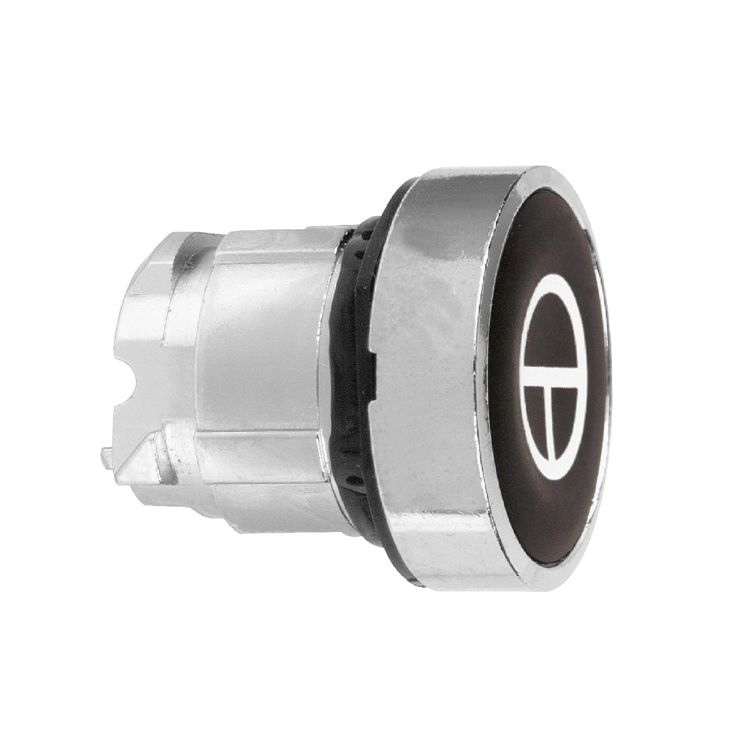 Head for illuminated push button, Harmony XB4, metal, black flush, 22mm, spring return, white marked T