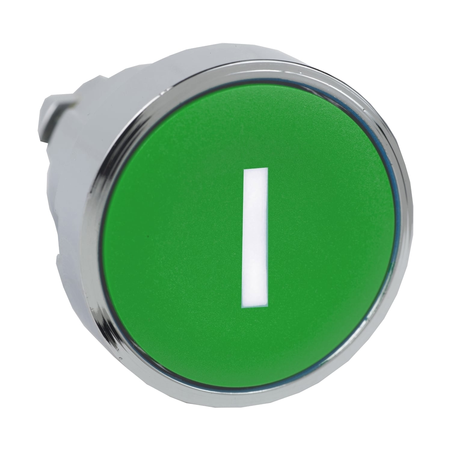 Head for non illuminated push button, Harmony XB4, metal, flush, green, 22mm, spring return, marked I