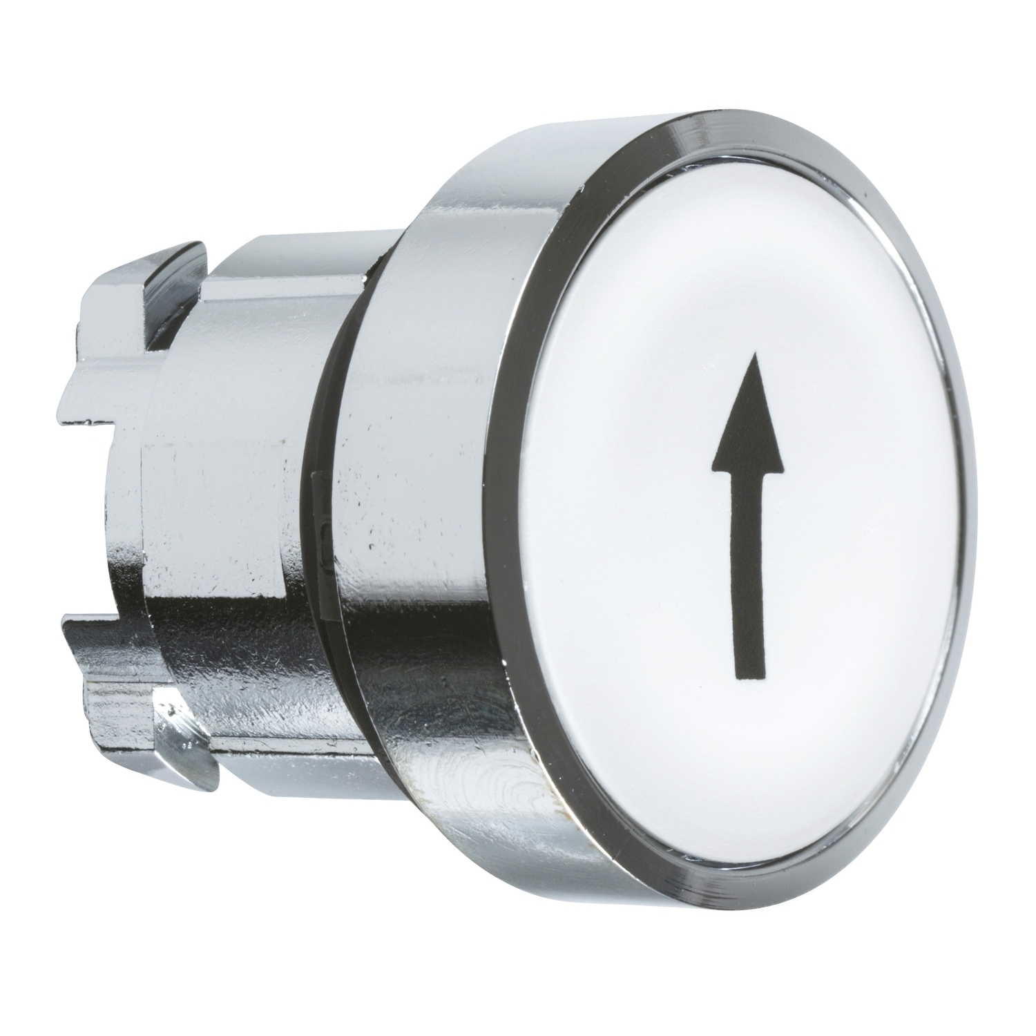 Head for non illuminated push button, Harmony XB4, metal, flush, white, 22mm, spring return, marked UP ARROW