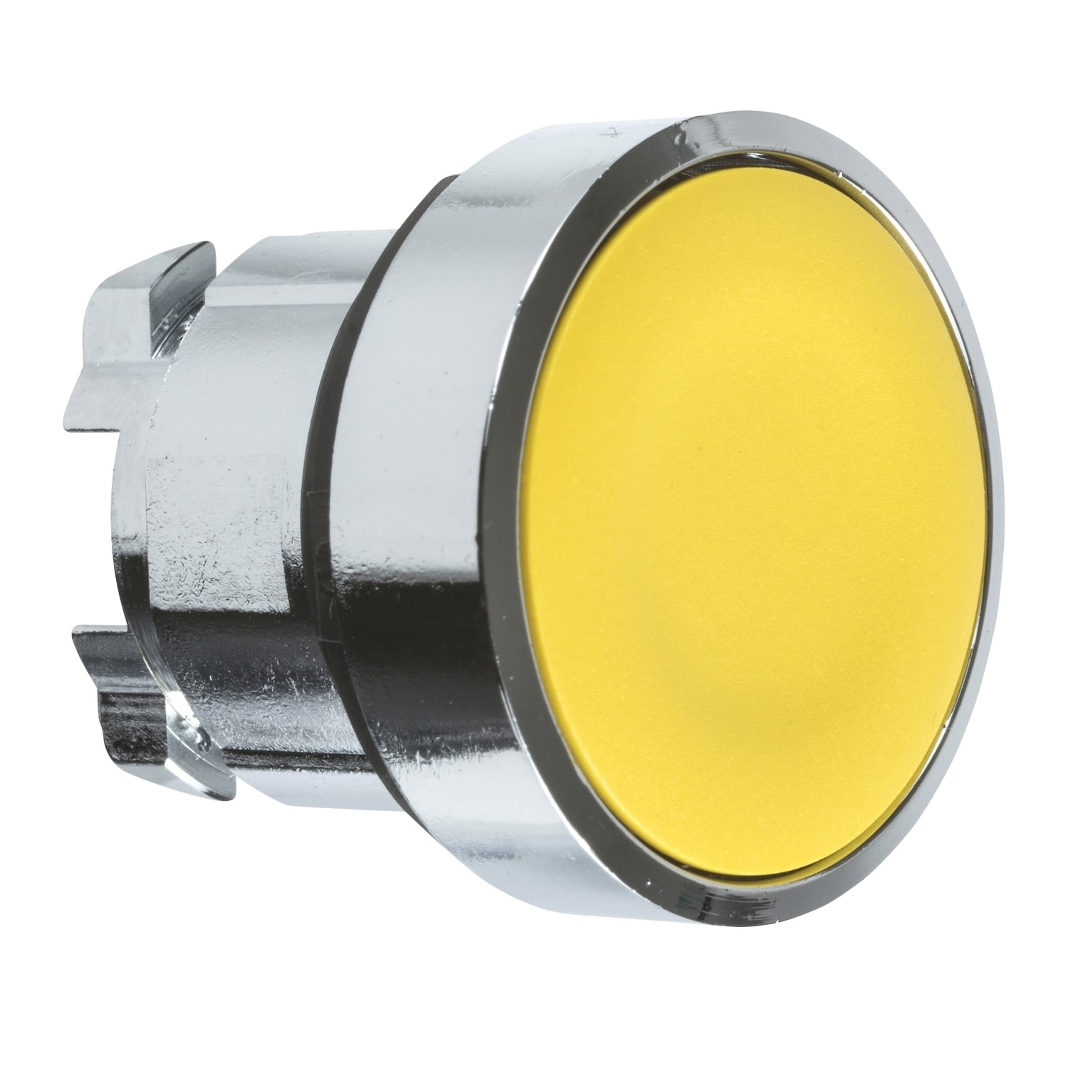 Head for non illuminated push button, Harmony XB4, metal, flush, yellow, 22mm, spring return, unmarked