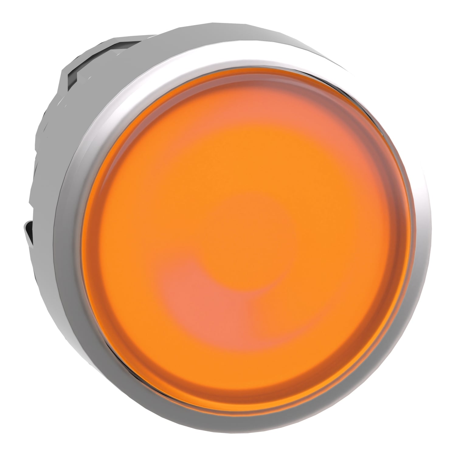 Head for illuminated push button, Harmony XB4, metal, orange flush, 22mm, universal LED, for insertion legend