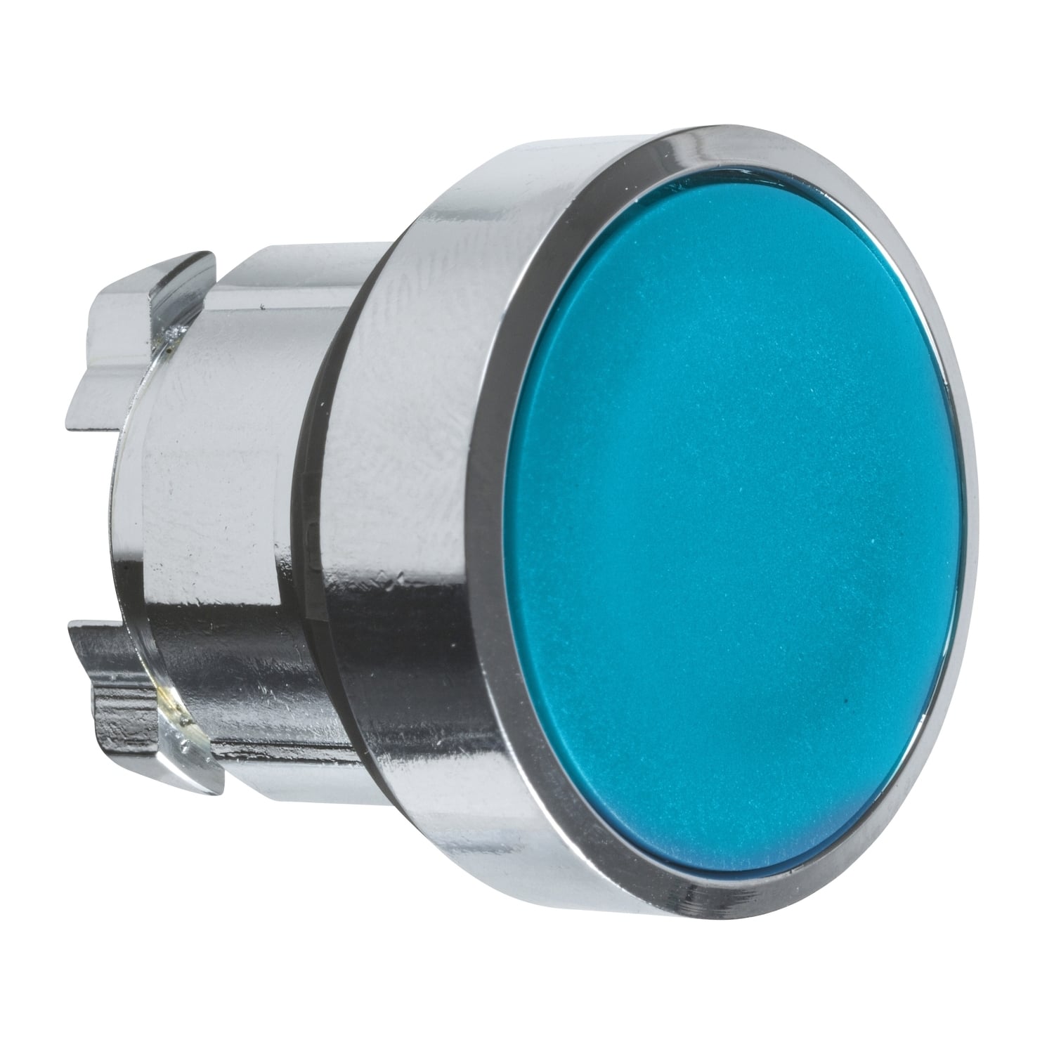 Head for non illuminated push button, Harmony XB4, metal, flush, blue, 22mm, spring return, unmarked