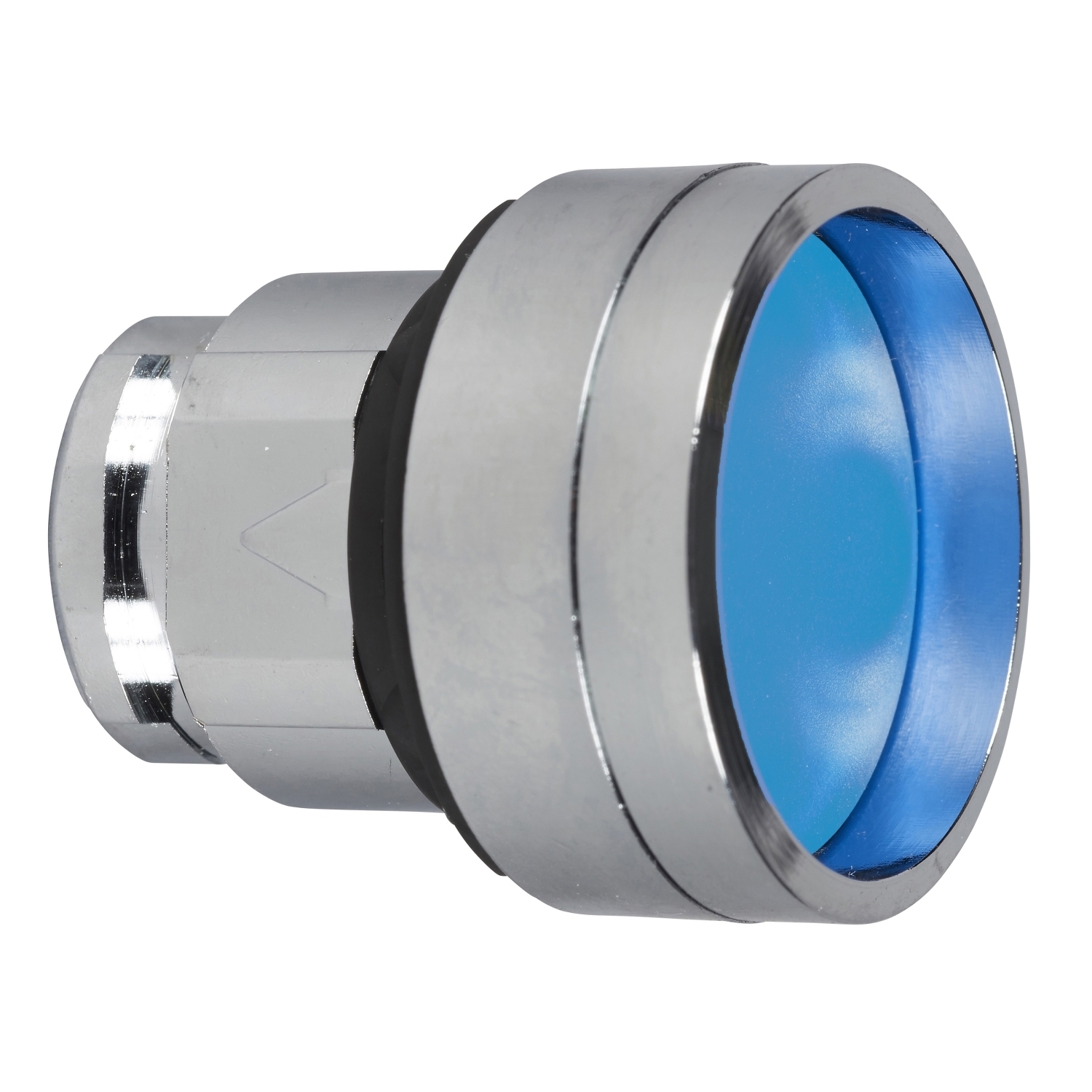 Head for illuminated push button, Harmony XB4, metal, blue recessed, 22mm, spring return, high guard, unmarked