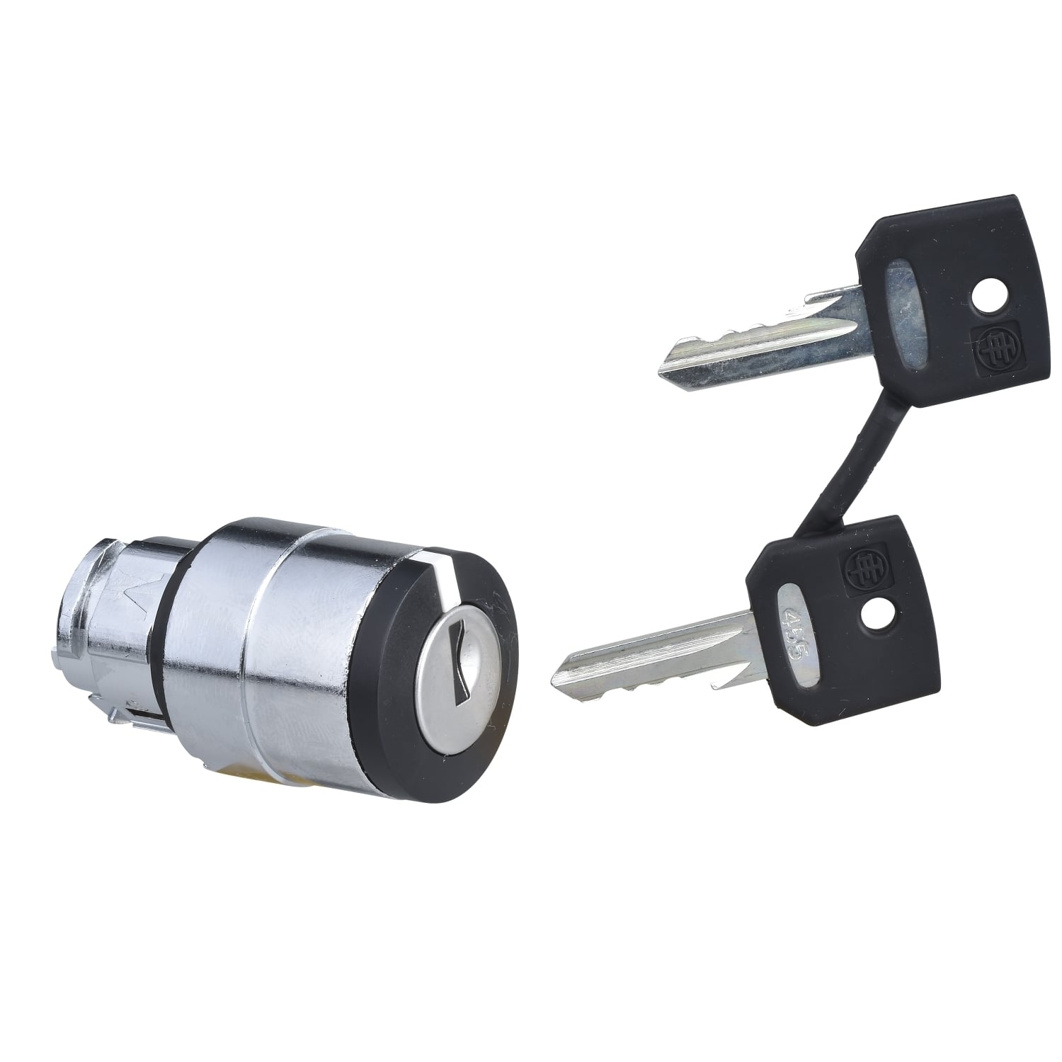 Head for key selector switch, Harmony XB4, black key, 22mm, 3 positions, right key withdrawal, stay put, key 455