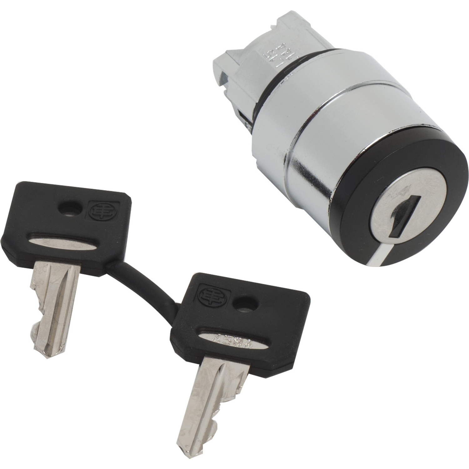 Key switch selector head, Harmony XB4, metal, black, 22mm, key 458A, 2 positions, stay put