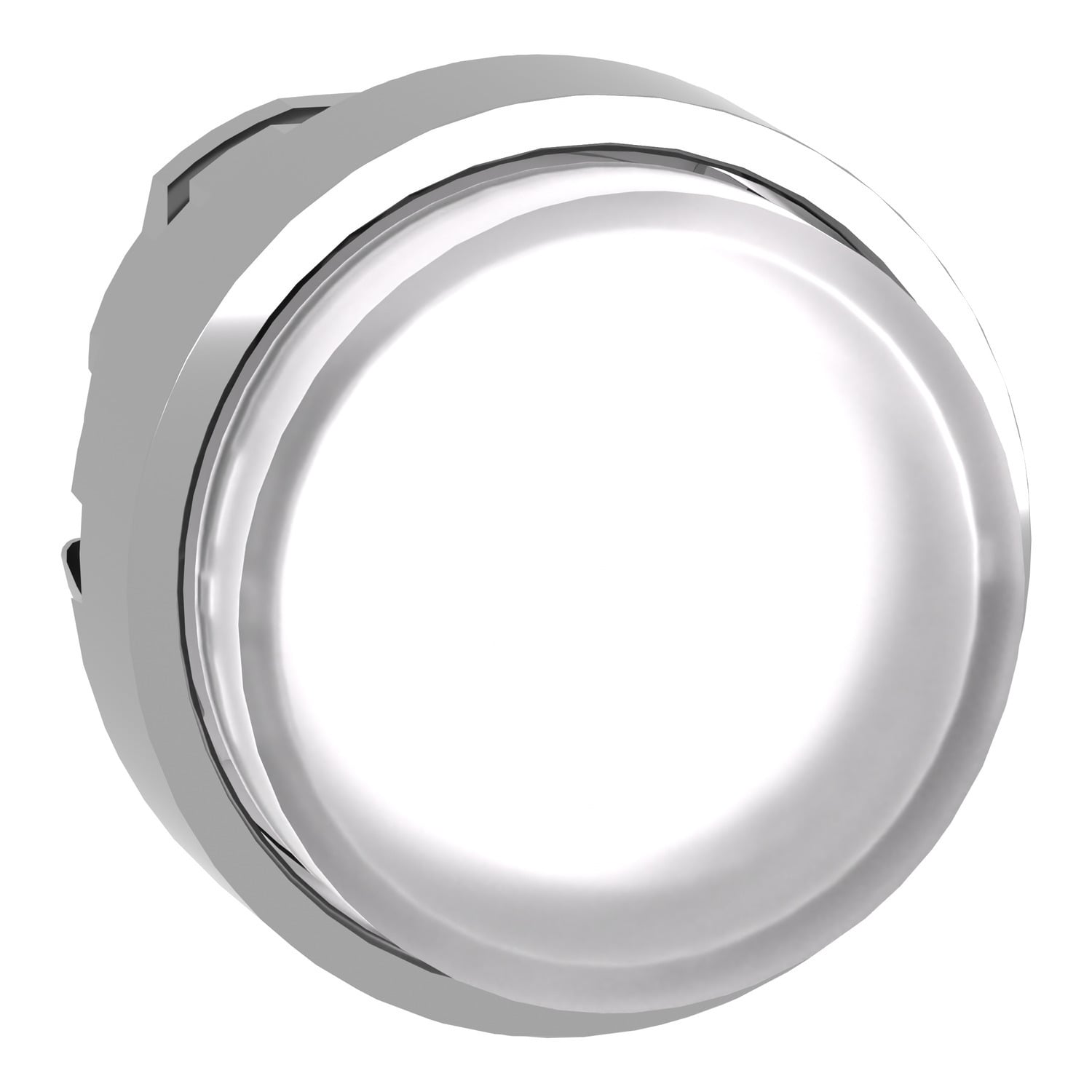 Head for illuminated push button, Harmony XB4, metal, white projecting, 22mm, push push, universal LED, unmarked