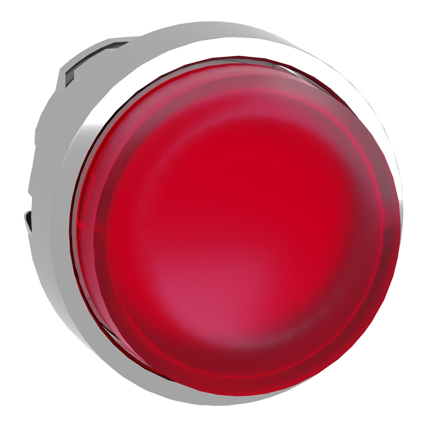 Head for illuminated push button, Harmony XB4, metal, red projecting, 22mm, push push, universal LED, unmarked