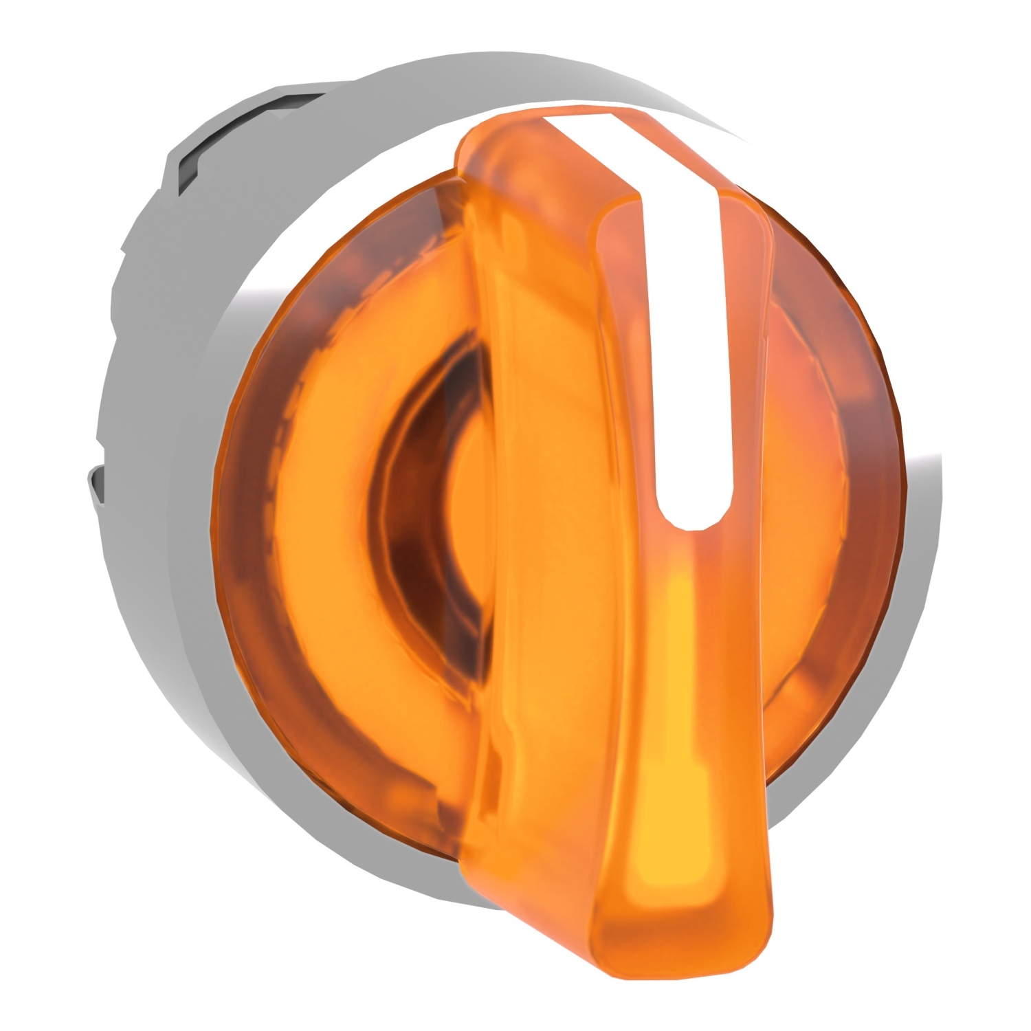 Head for illuminated selector switch, Harmony XB4, metal, orange handle, 22mm, universal LED, 3 positions, stay put