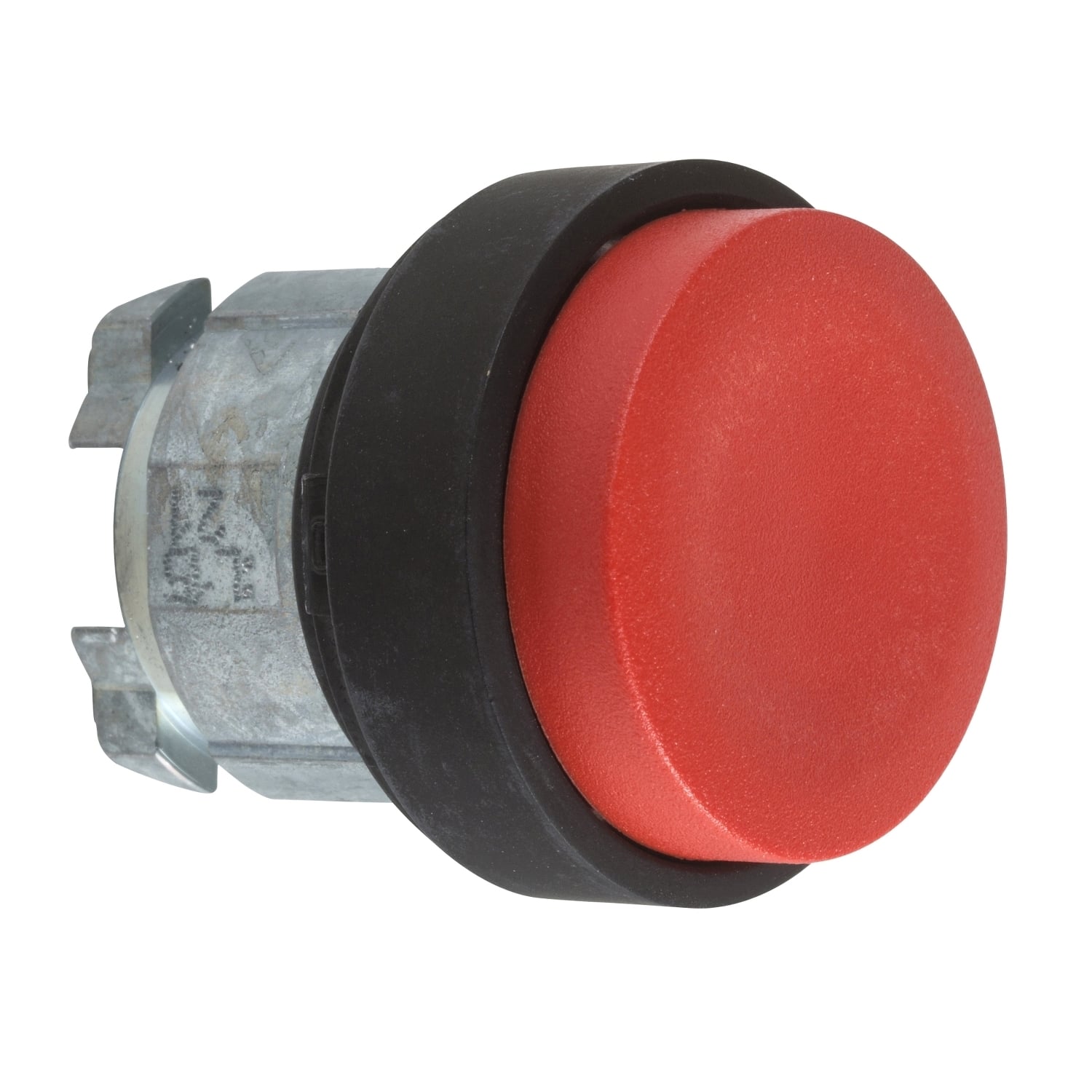 Head for illuminated push button, Harmony XB4, metal, red projecting, 22mm, spring return, unmarked