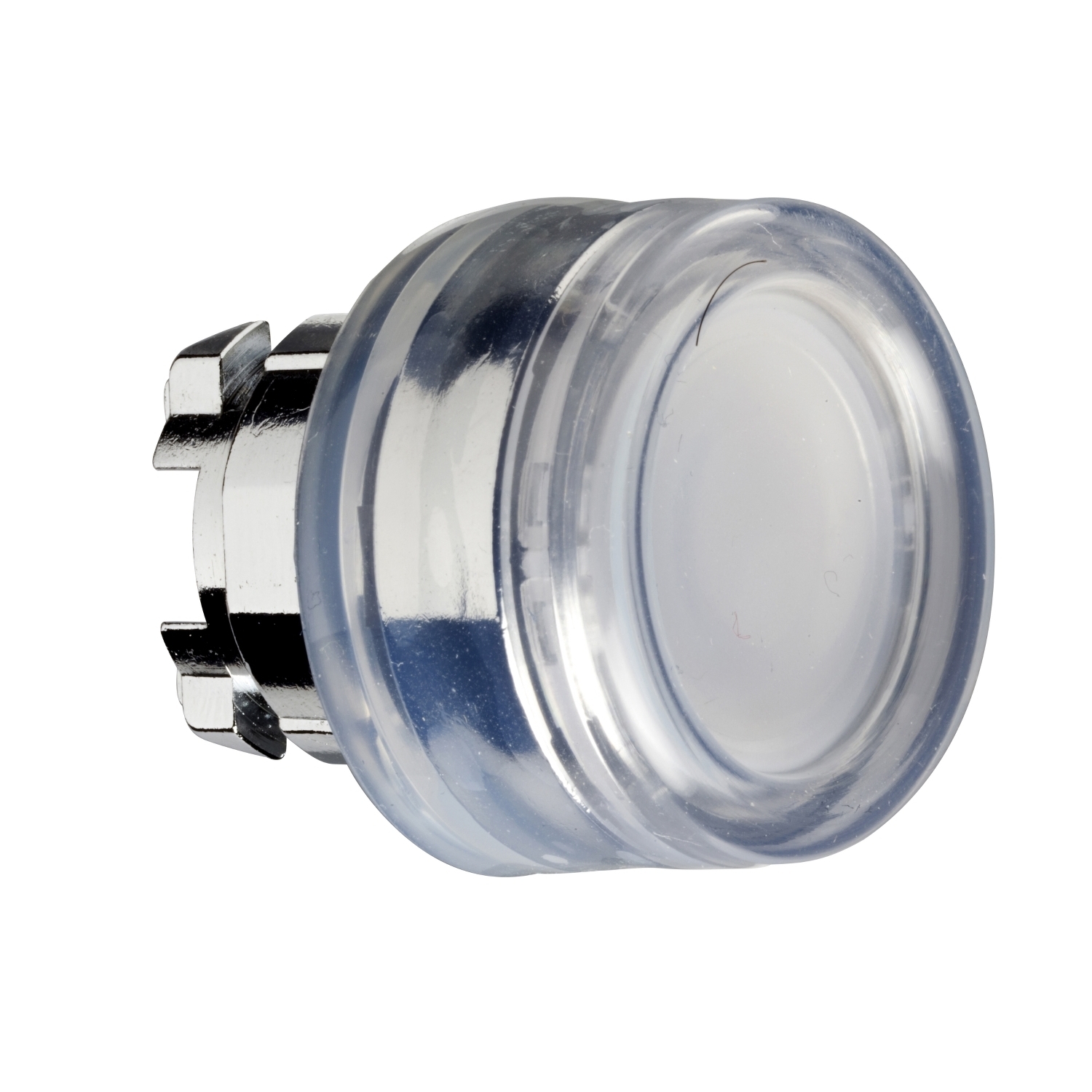 Head for non illuminated push button, Harmony XB4, white flush, 22mm, spring return, clear boot, unmarked