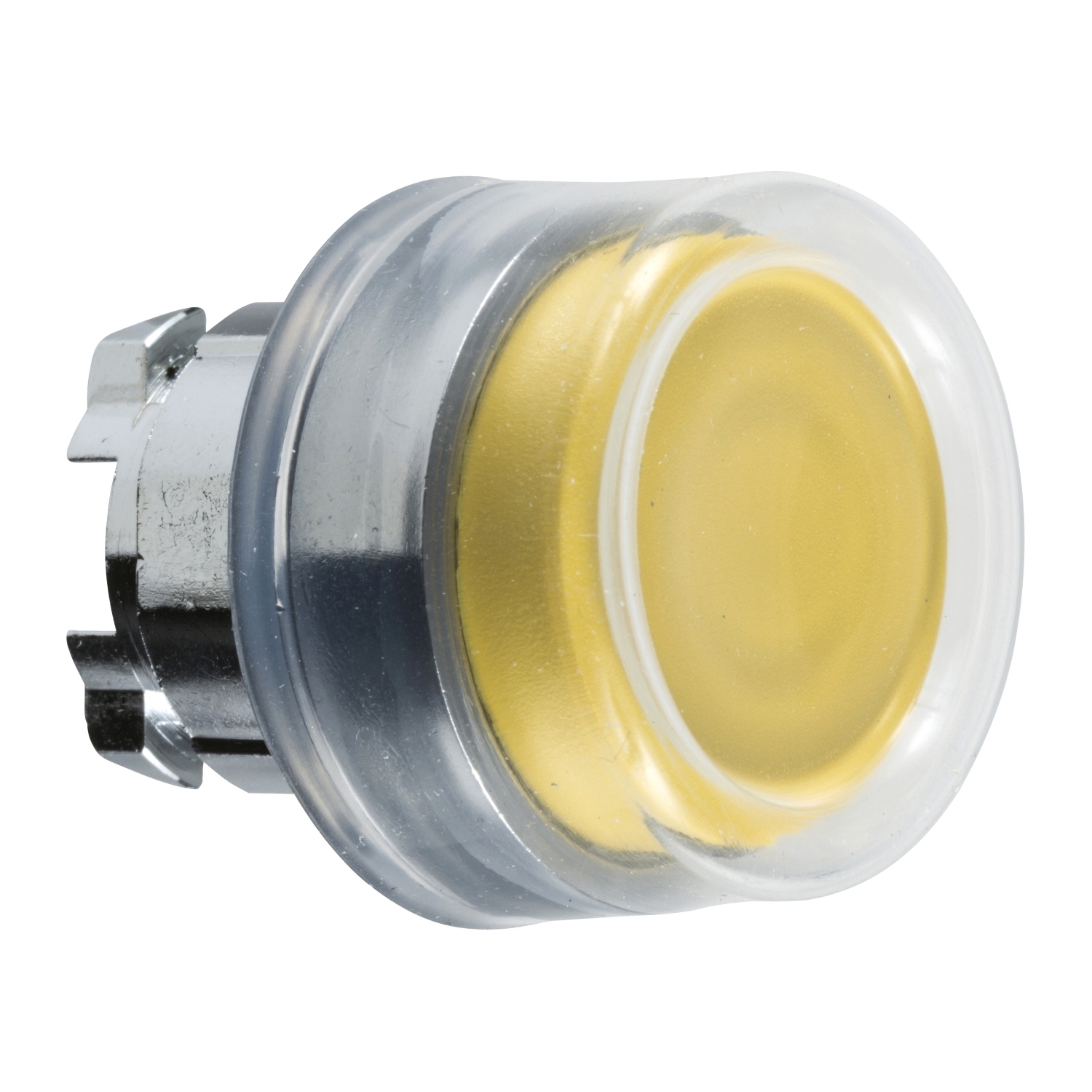 Head for non illuminated push button, Harmony XB4, metal, projecting, yellow, 22mm, spring return, booted, unmarked