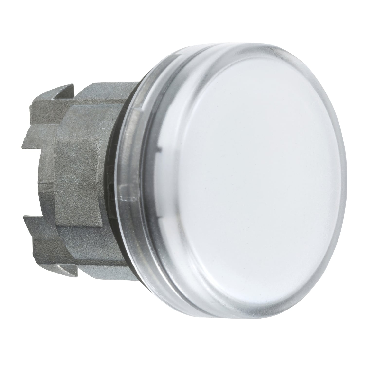 Head for pilot light, Harmony XB4, metal, white, 22mm, plain lens for BA9s bulb