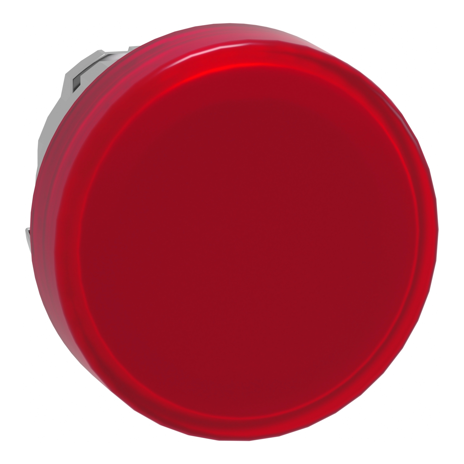 Head for pilot light, Harmony XB4, metal, red, 22mm, universal LED, plain lens