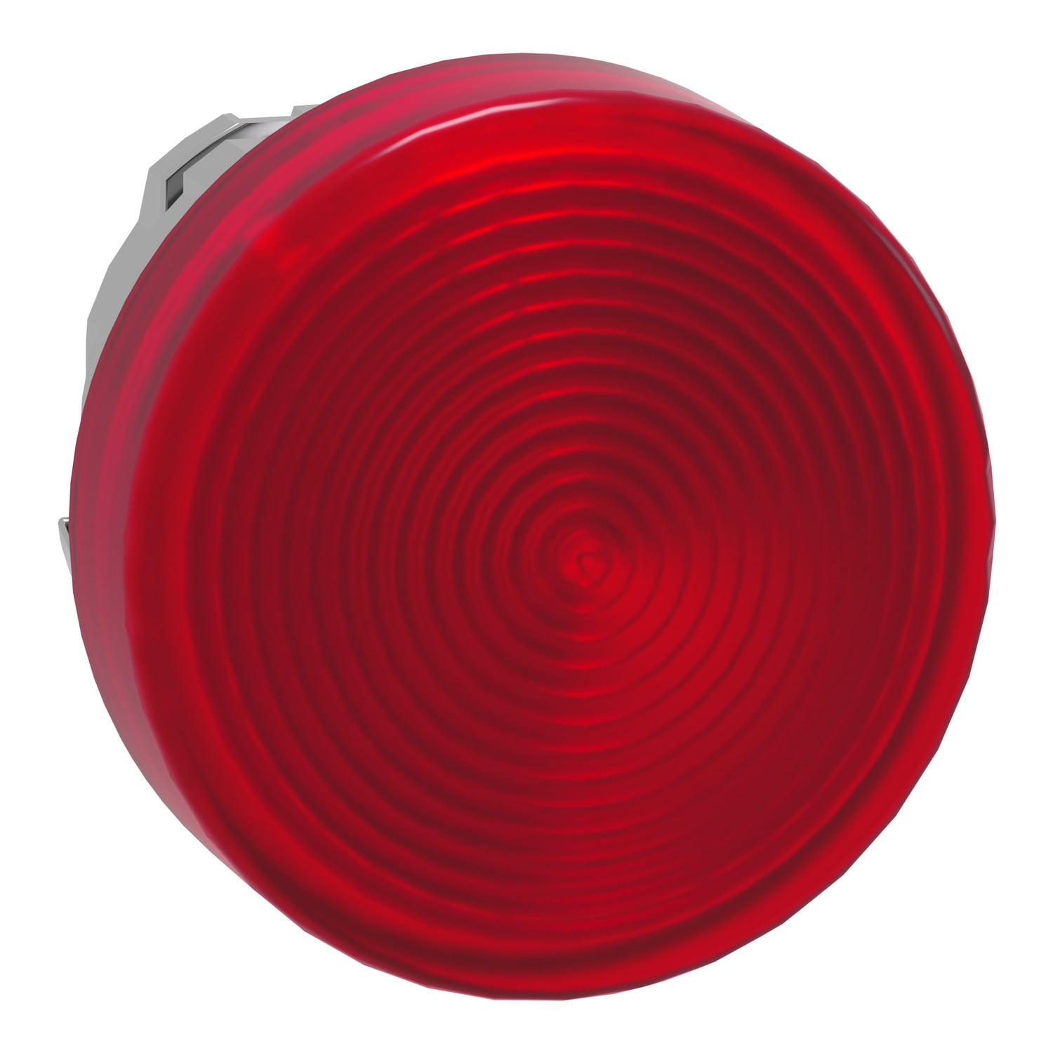 Head for pilot light, Harmony XB4, metal, red, 22mm, universal LED, grooved lens