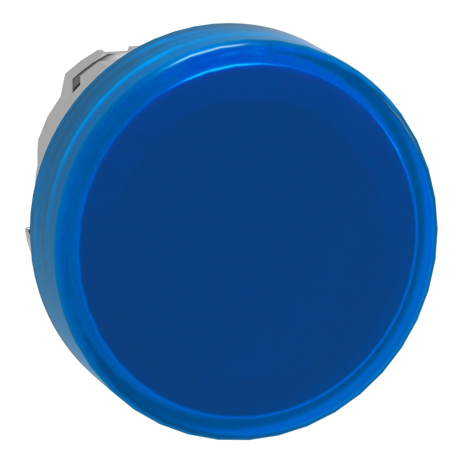 Head for pilot light, Harmony XB4, metal, blue, 22mm, universal LED, plain lens