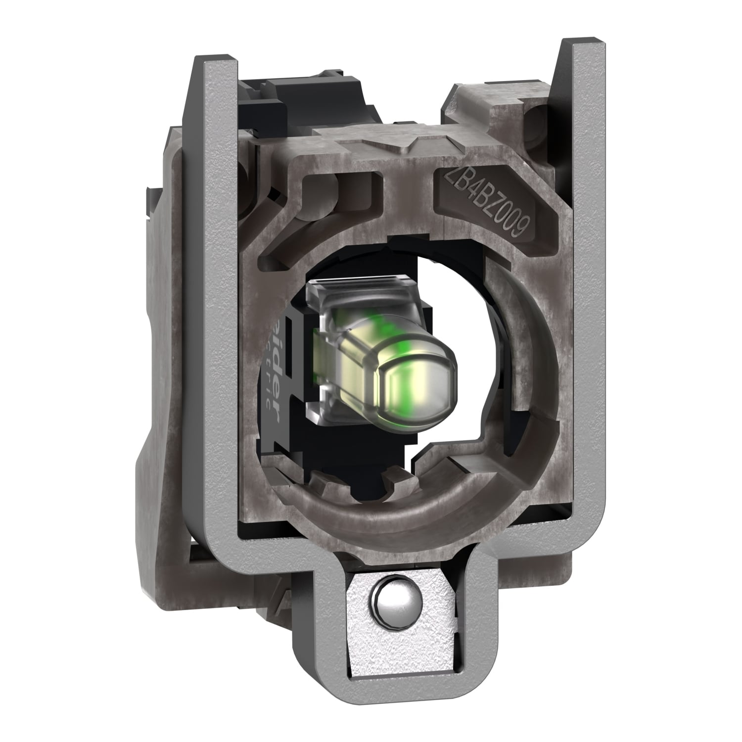Complete body light block assembly, Harmony XB4, metal, universal LED, body fixing collar, 24V AC DC