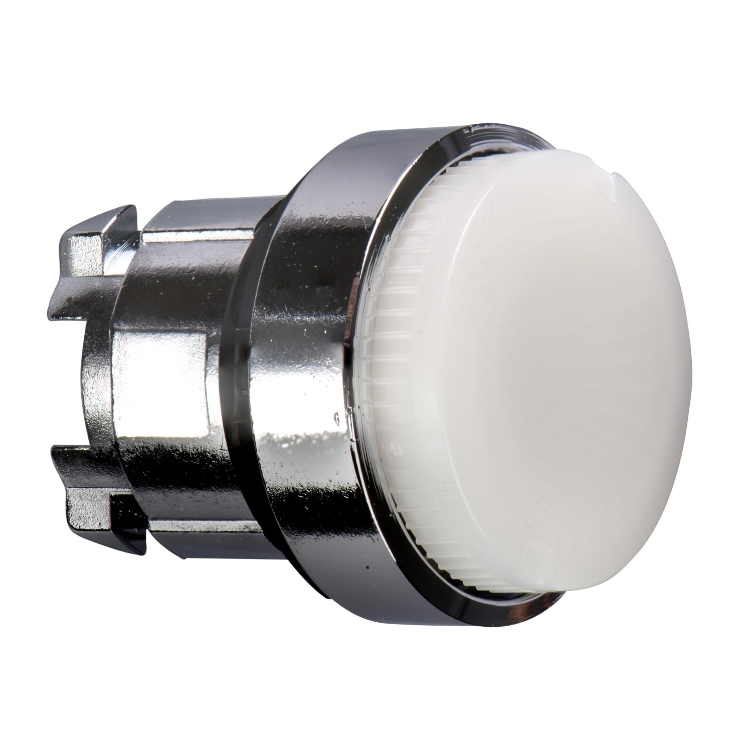 Head for illuminated push button, Harmony XB4, metal, white projecting, 22mm, spring return, BA9s bulb, unmarked