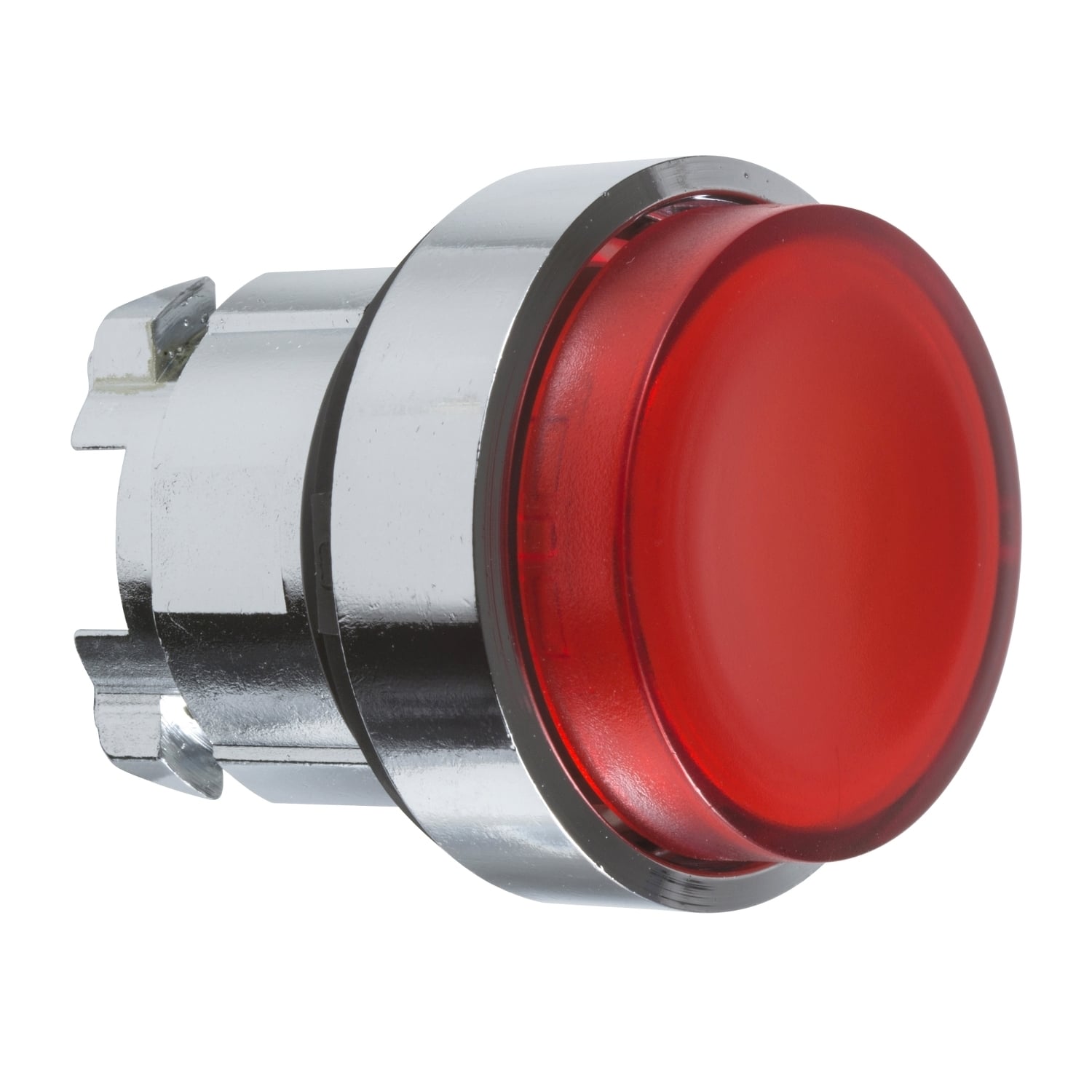 Head for illuminated push button, Harmony XB4, metal, red projecting, 22mm, spring return, BA9s bulb, unmarked