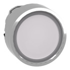 Head for illuminated push button, Harmony XB4, metal, white flush, 22mm, universal LED, spring return, plan lens