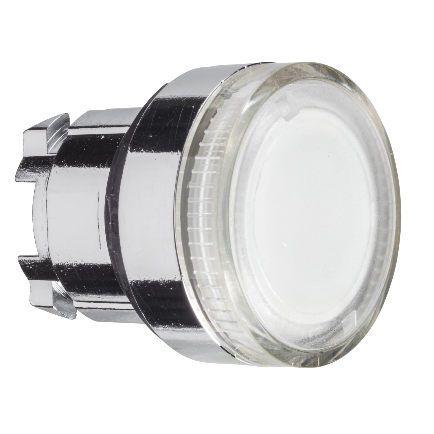 Head for illuminated push button, Harmony XB4, metal, flush, clear, 22mm, spring return, plain lens for BA9s bulb