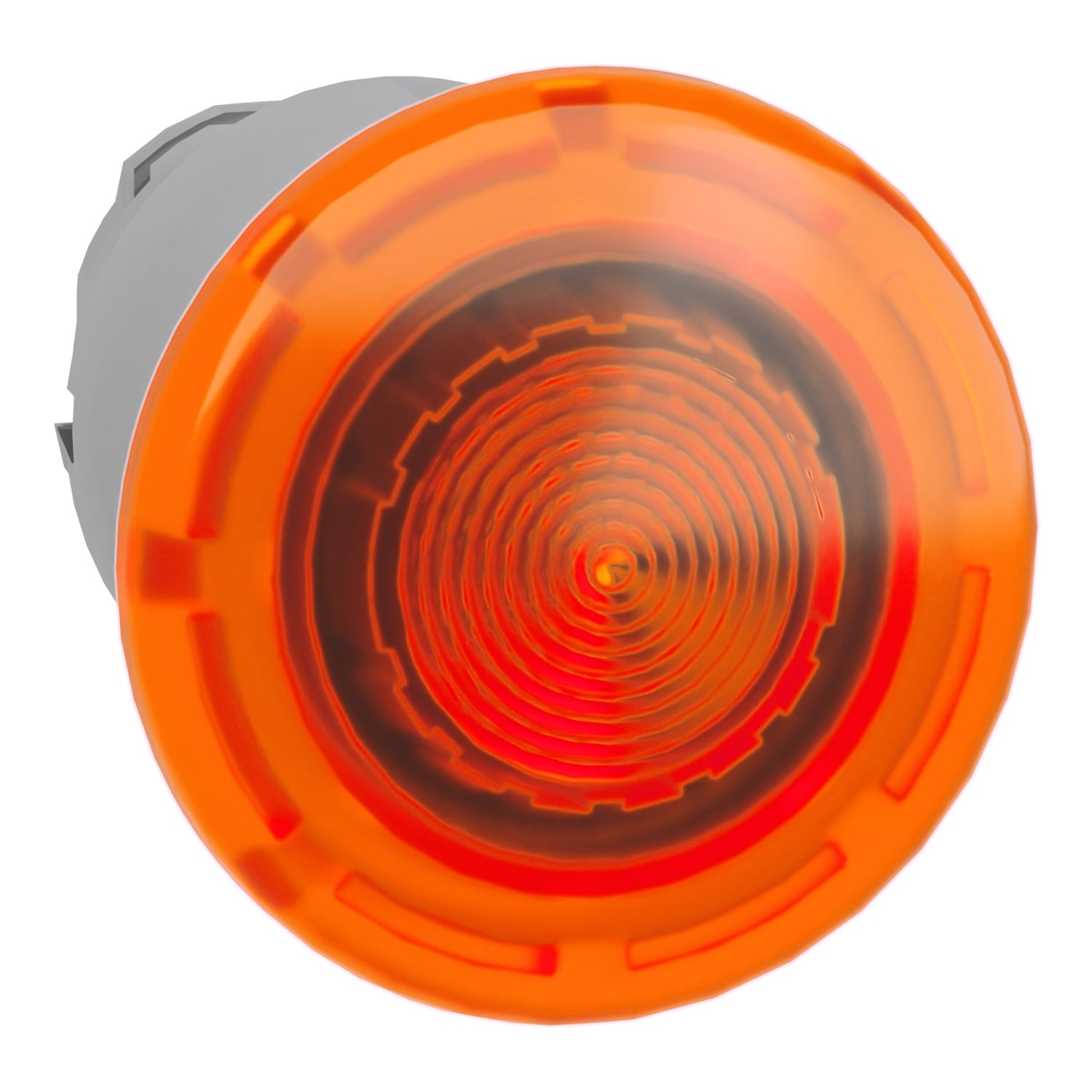 Head for illuminated push button, Harmony XB4, metal, orange mushroom 40mm, 22mm, universal LED, spring return, unmarked