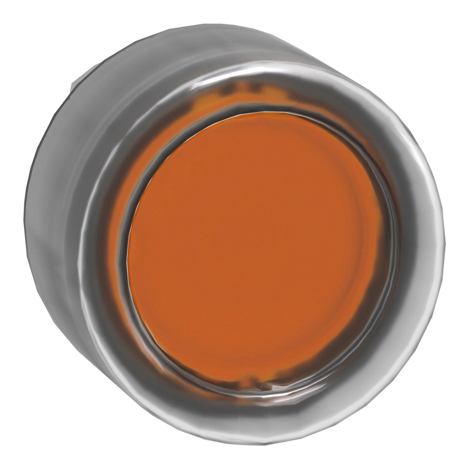 Head for illuminated push button, Harmony XB4, metal, orange flush, 22mm, universal LED, spring return, clear boot