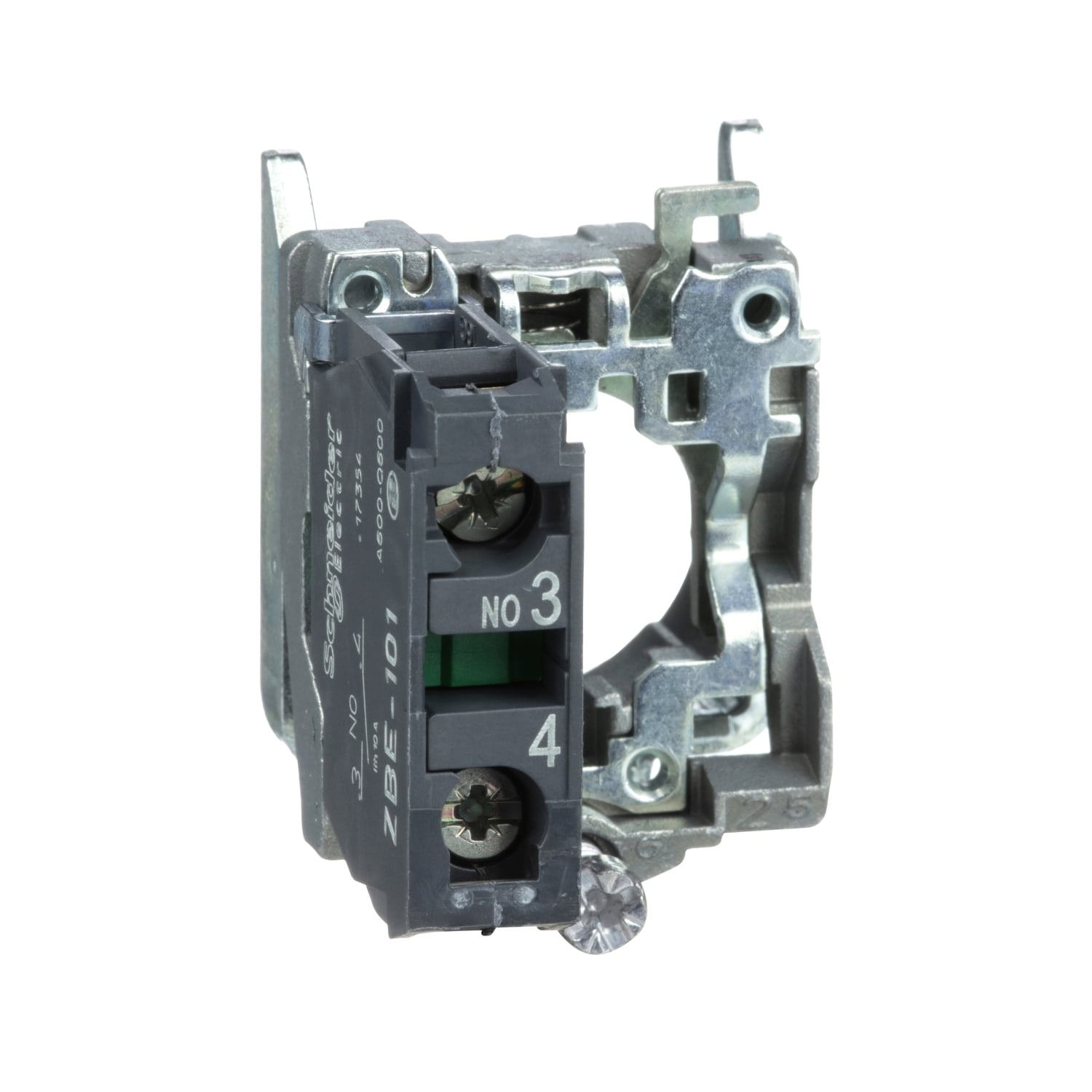 Harmony, 22mm Push Button, XB4B operators, contact block, with mounting collar, 1 NO, screw clamp terminal