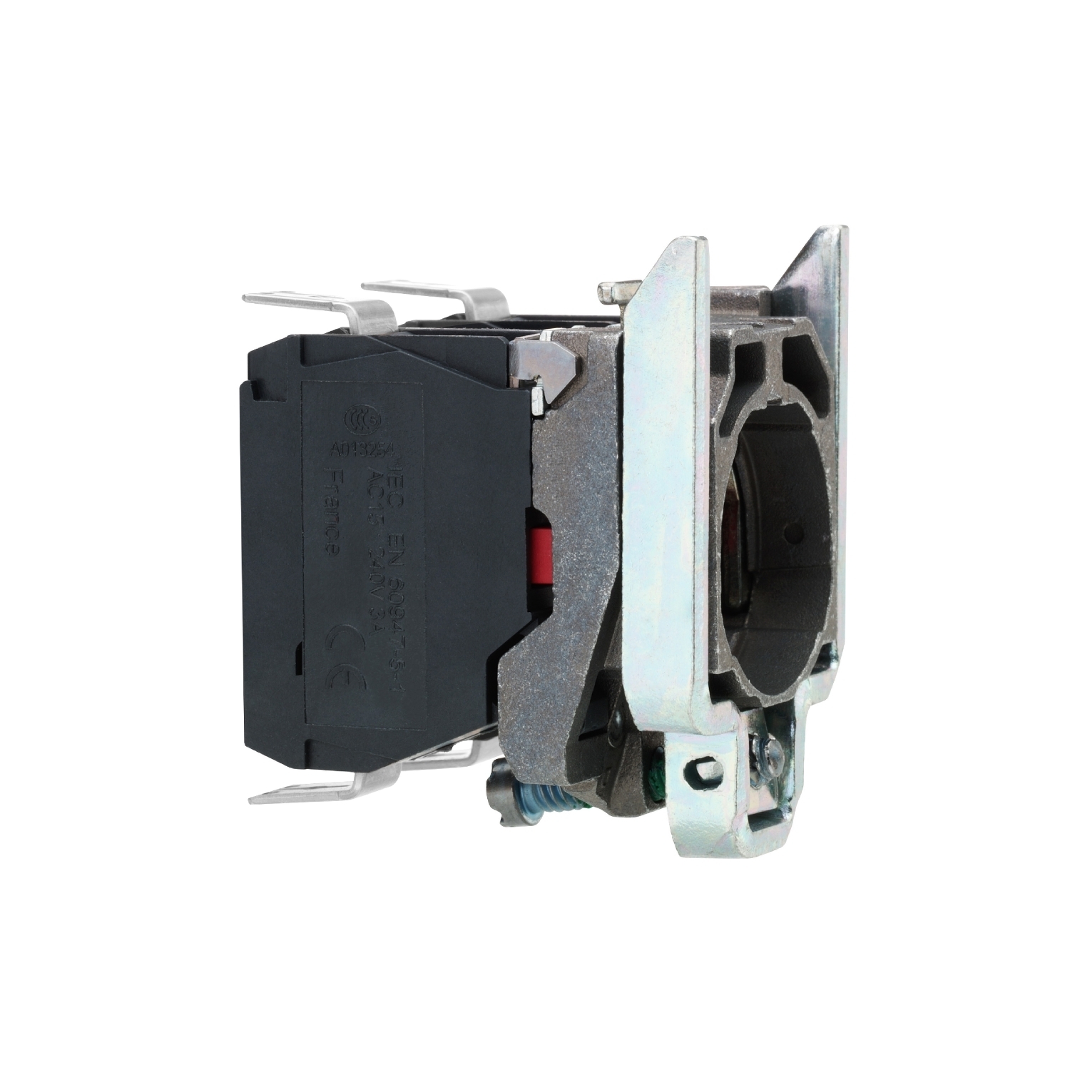 Complete body contact assembly, Harmony XB4, for push buttons or selector switches, single contact block with body fixing collar 1NO faston connector