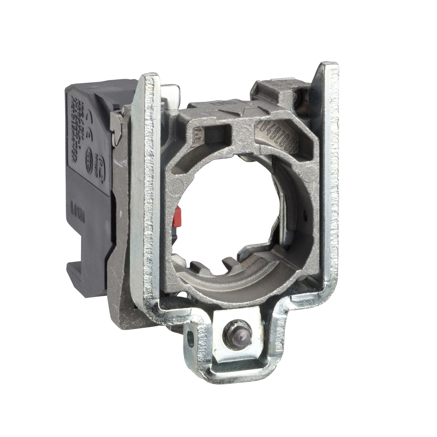 Complete body/contact assembly, Harmony XB4, single contact block with body/fixing collar 1NC plug in connector