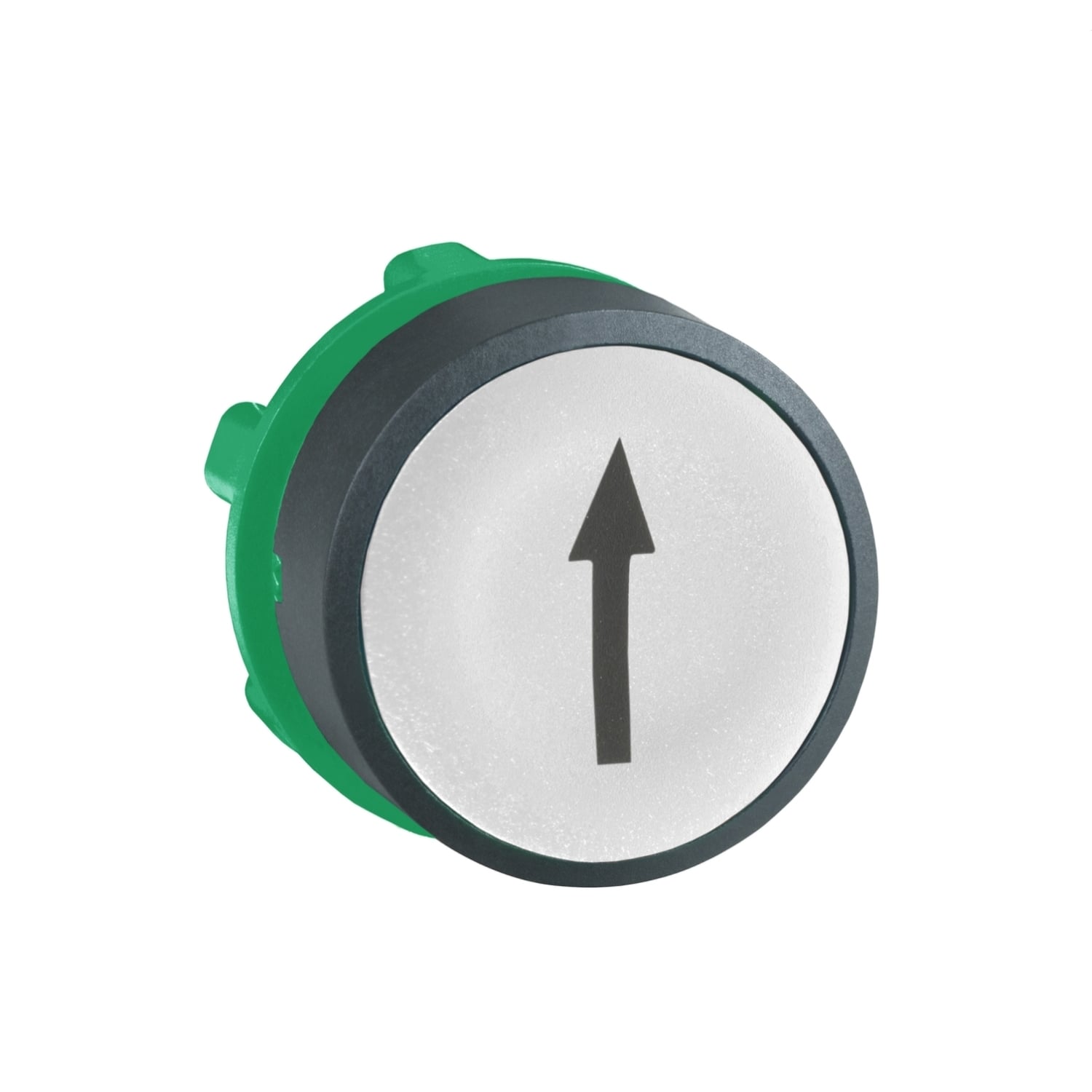 Head for non illuminated push button, Harmony XB5, plastic, flush, white, 22mm, spring return, marked UP ARROW