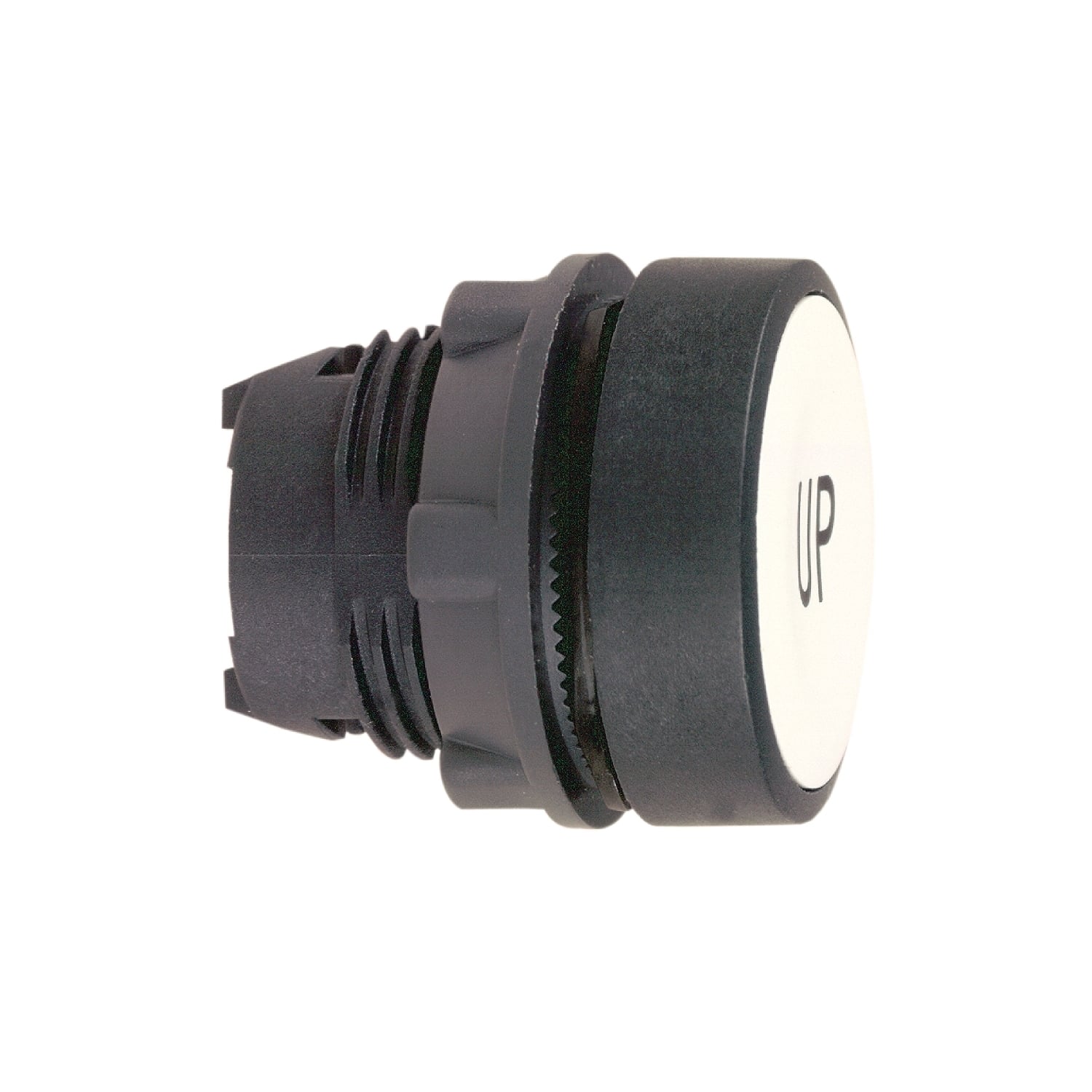 Head for non illuminated push button, Harmony XB5, white flush, 22mm, spring return, white marked UP