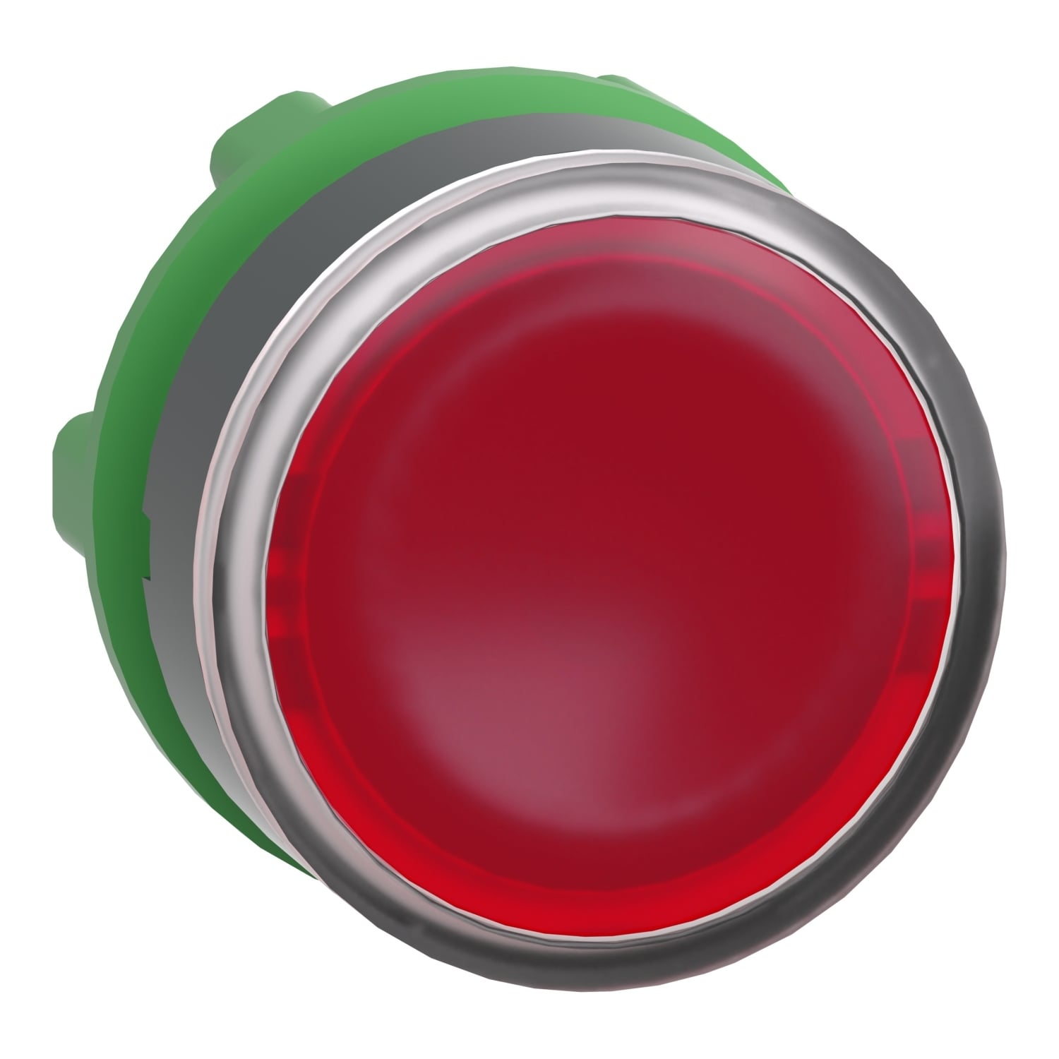 Head for illuminated push button, Harmony XB5, plastic, red flush, 22mm, universal LED, for insetion of legend