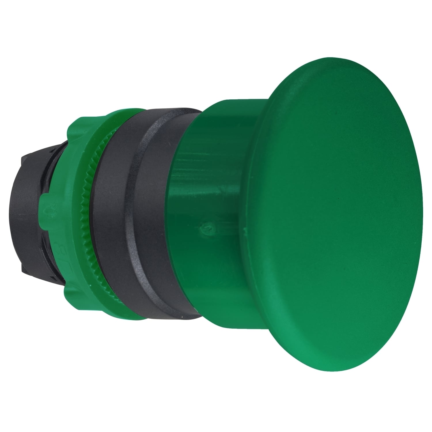 Head for non illuminated pushbutton, Harmony XB5, plastic, green, mushroom 40mm, 22mm, spring return