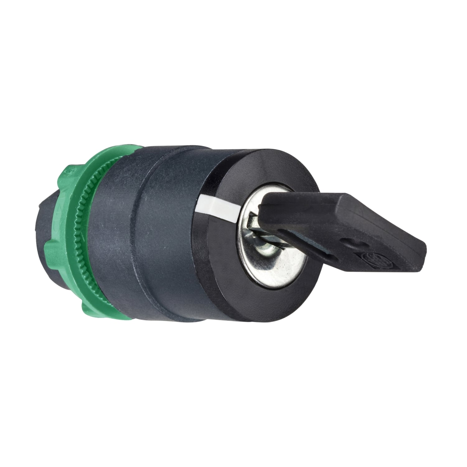 Head for key selector switch, Harmony XB5, plastic, black, 22mm, key 455, 3 positions, spring return from left to center