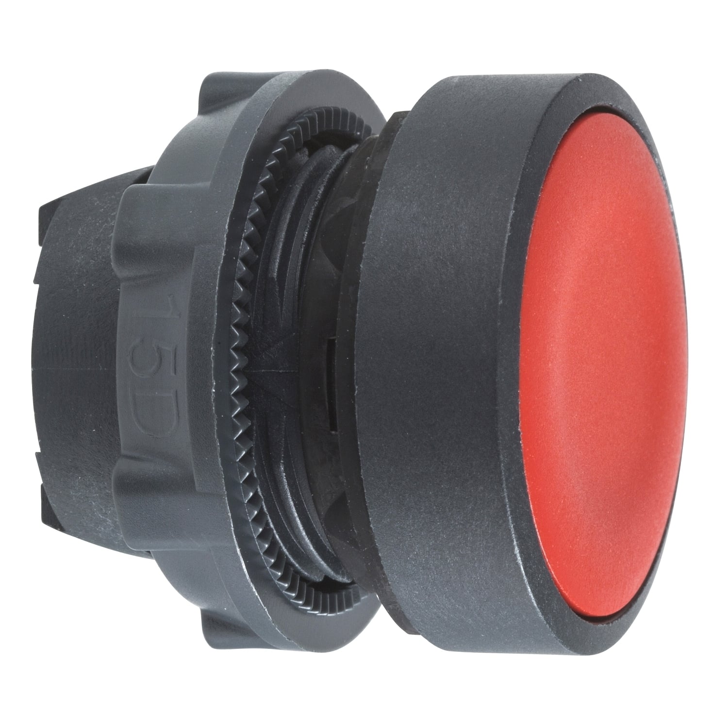 Head for non illuminated push button, Harmony XB5, plastic, flush, red, 22mm, push push, unmarked